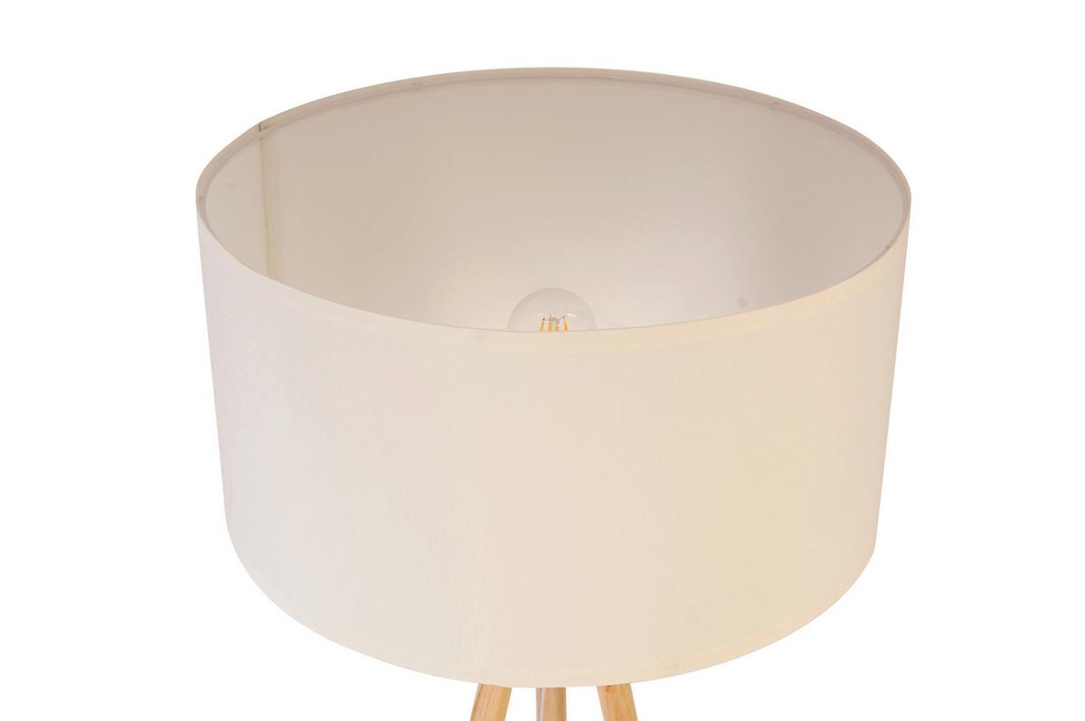 LAMPA STOJĄCA WOOD - kolor orzechowy/biały, Trend, tworzywo sztuczne/tkanina (45/153cm) - Novel