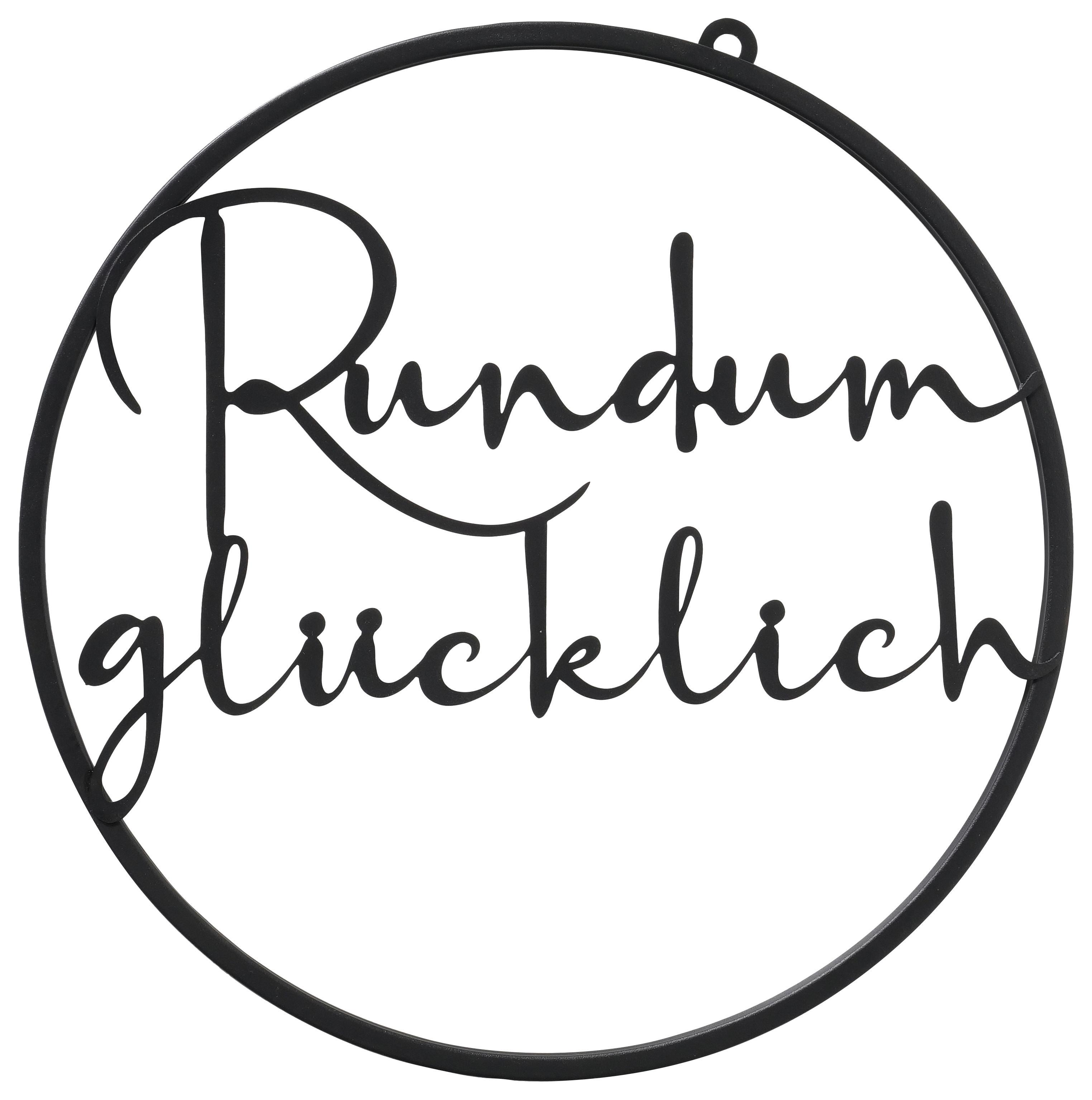 Dekoschild Gerla II in Schwarz - Schwarz, Basics, Metall (38cm) - Modern Living