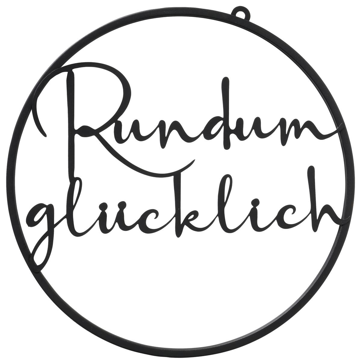 Dekoschild Gerla II in Schwarz - Schwarz, Basics, Metall (38cm) - Modern Living