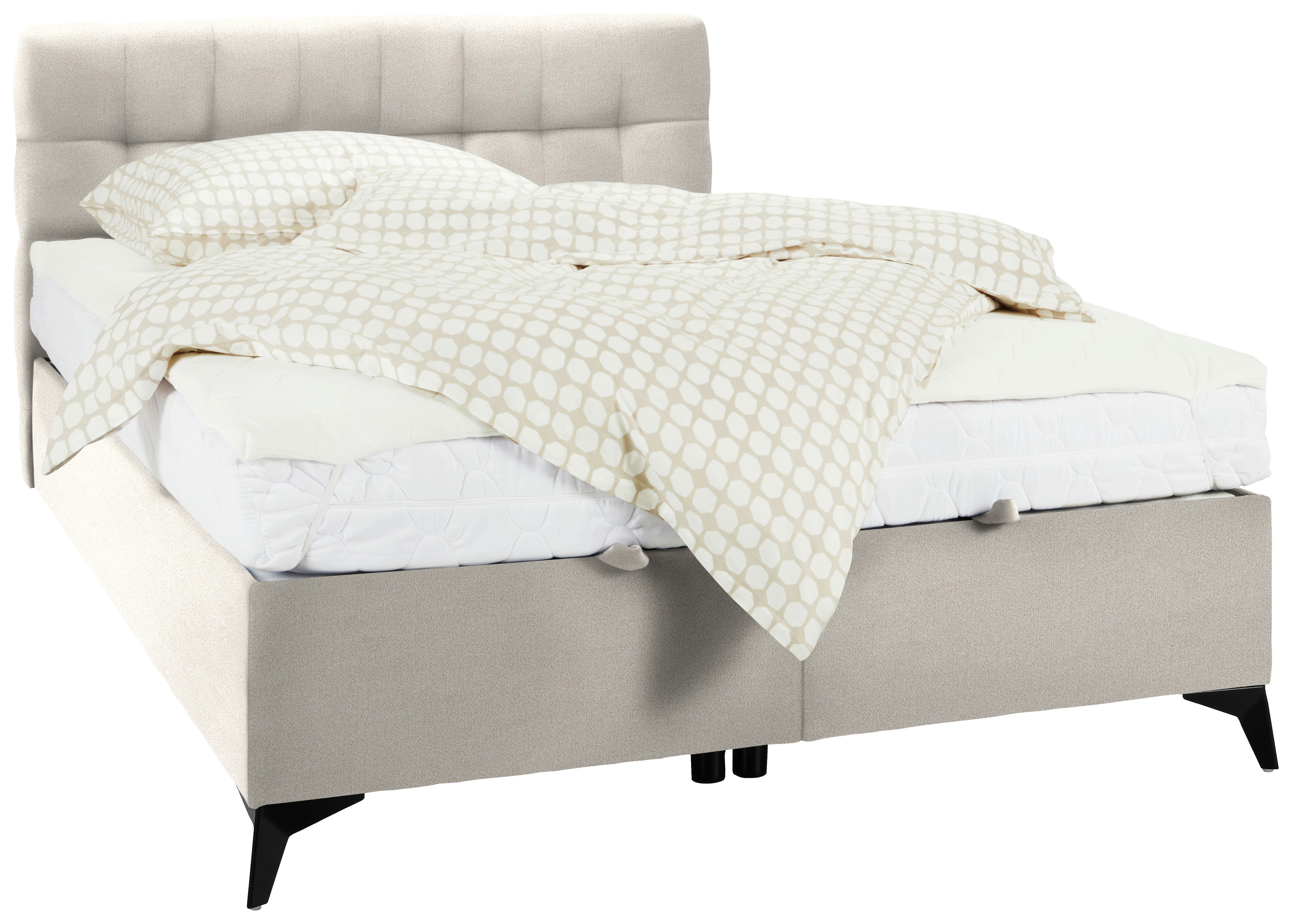 Boxbett in Beige ca. 140x200cm - Beige/Schwarz, KONVENTIONELL, Holzwerkstoff/Kunststoff (140/200cm) - Mömax