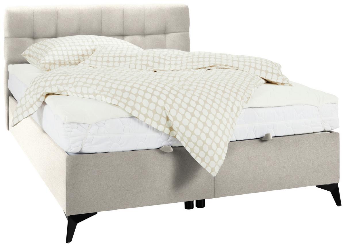Boxbett in Beige ca. 140x200cm - Beige/Schwarz, KONVENTIONELL, Holzwerkstoff/Kunststoff (140/200cm) - Mömax