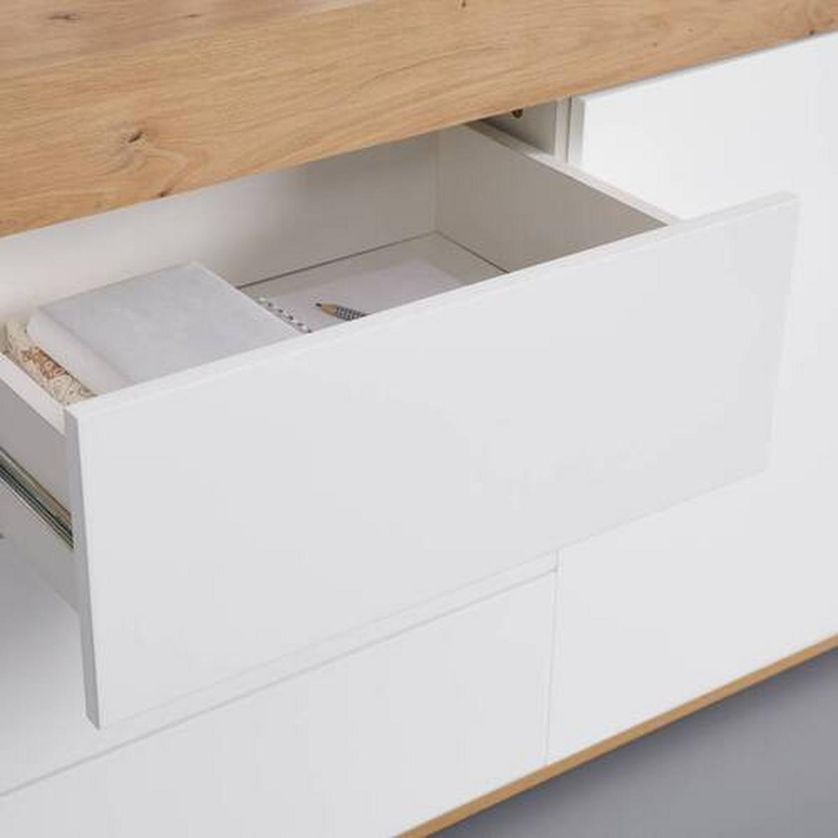 Komoda Cara, Bela, Hrast - barve hrasta/bela, Moderno (160/76/40cm) - Bessagi Home