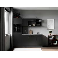 Küchenblock Oliver m. Geräten Schwarz - Schwarz/Grau, Trend, Holzwerkstoff/Metall (205cm) - Respekta