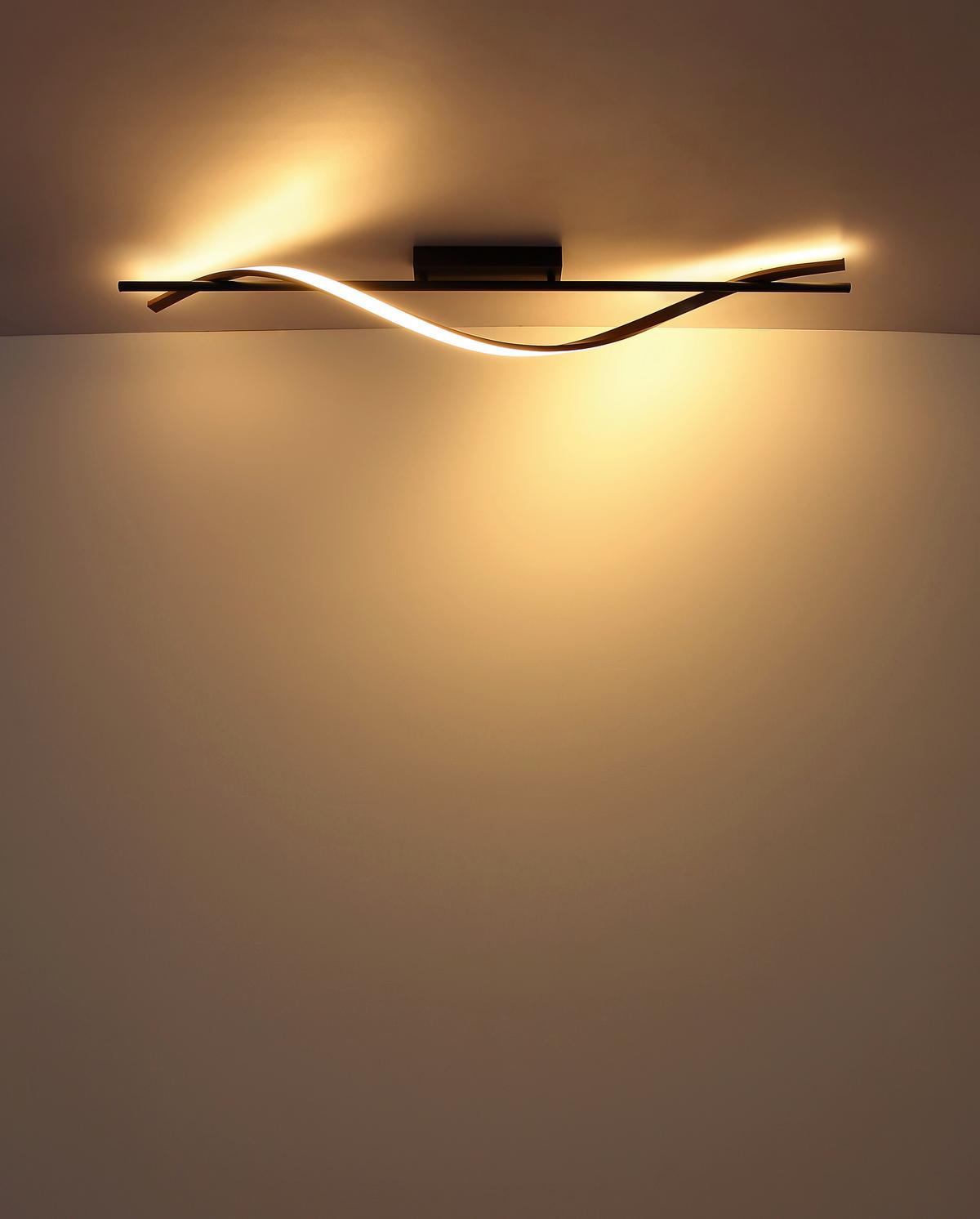 Led Plafonjera Watkins - bela/braon, Dizajnerski, metal/plastika (115/14/17cm) - Globo