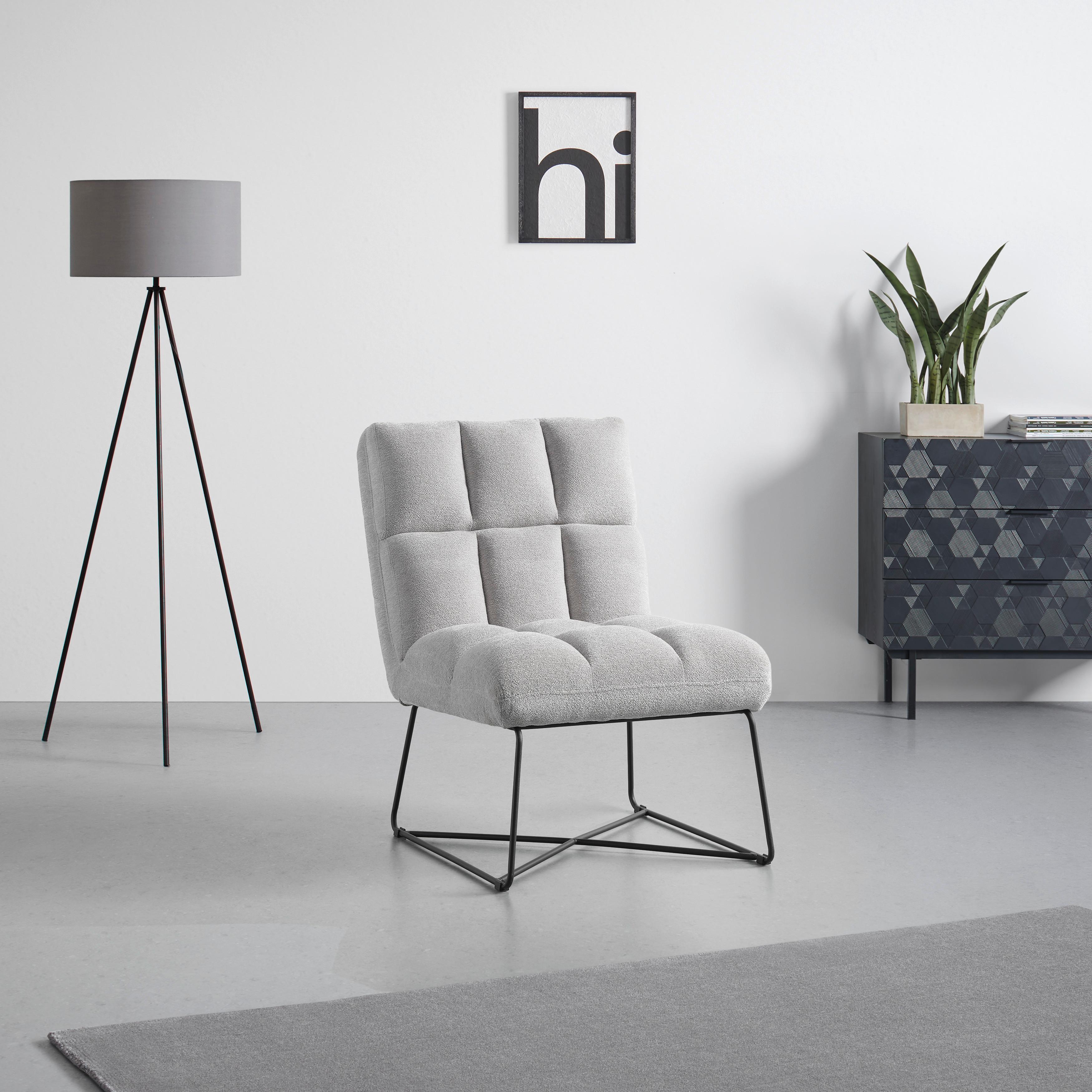 Fotelj Marco - črna/svetlo siva, Moderno, kovina/tekstil (62/86/87cm) - Mömax