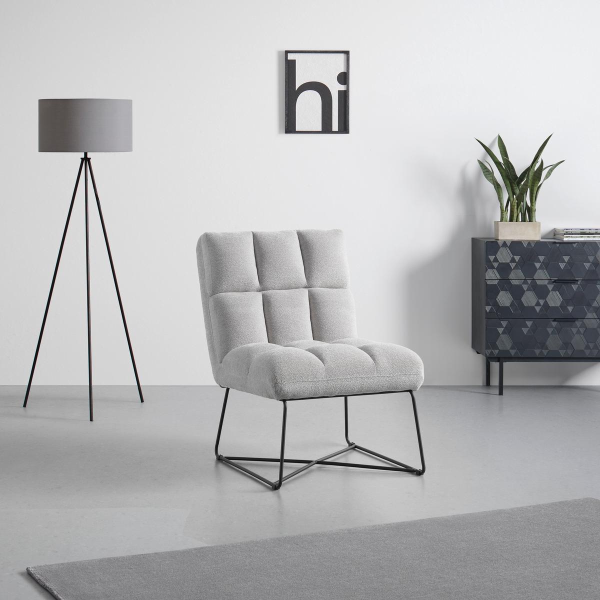 Sessel Marco Hellgrau - Hellgrau/Schwarz, Modern, Textil/Metall (62/86/87cm) - Based