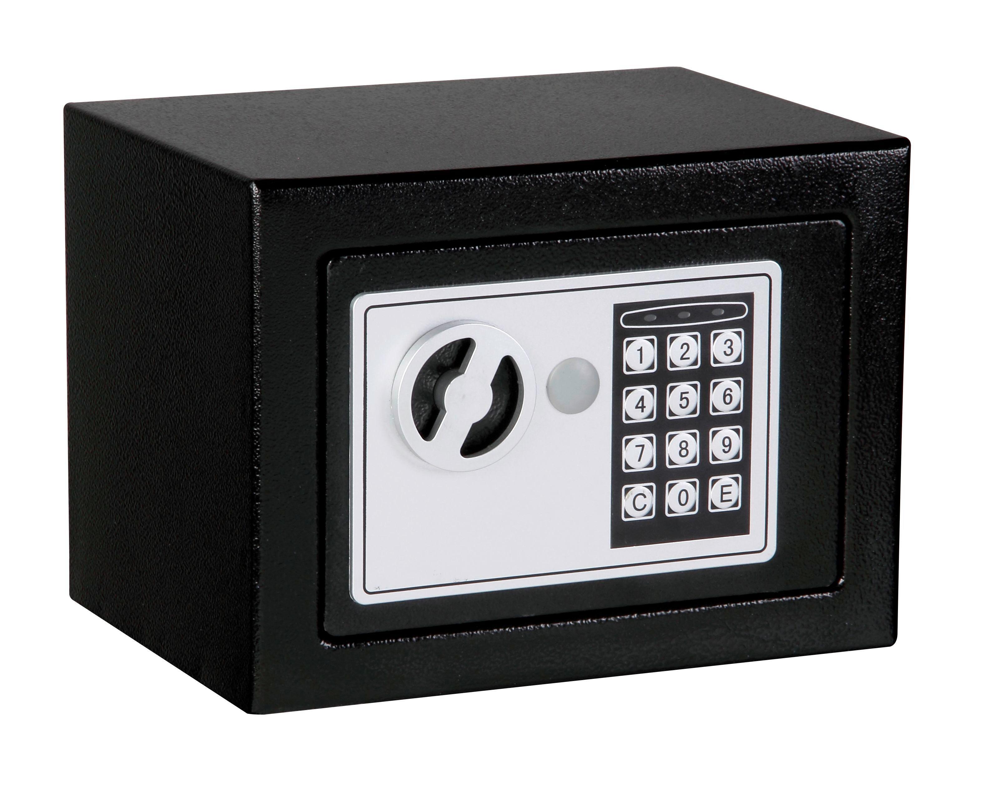 Széf 17/17/23cm - fekete, fém