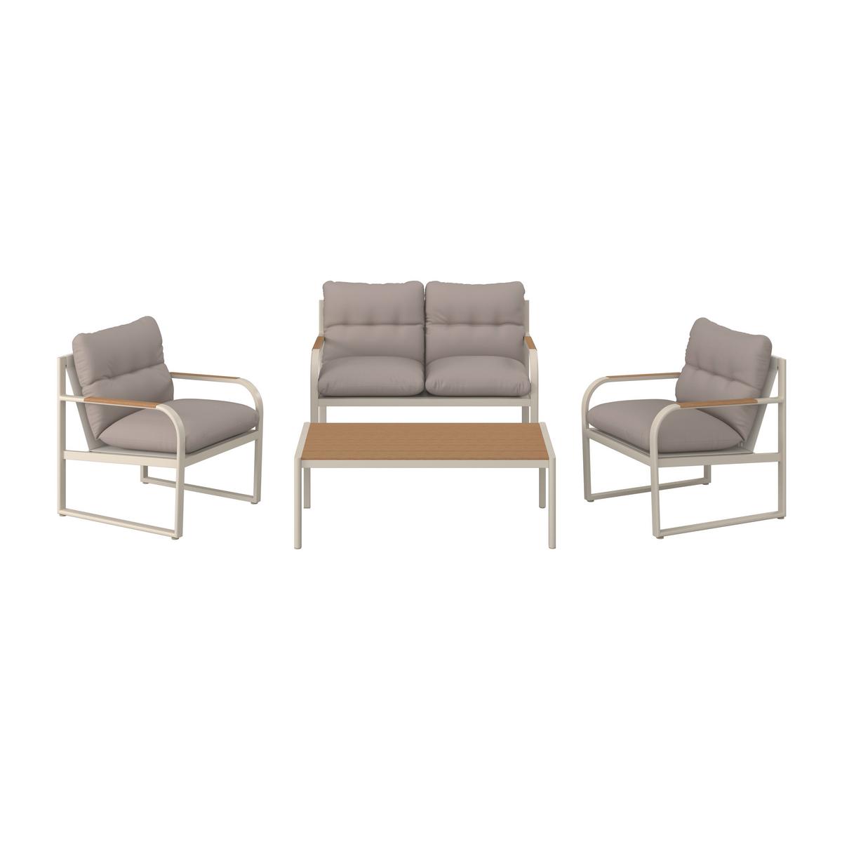 Kerti Garnitúra Florenz 1 - világosszürke/tíkfa, Modern, műanyag/textil - Mömax