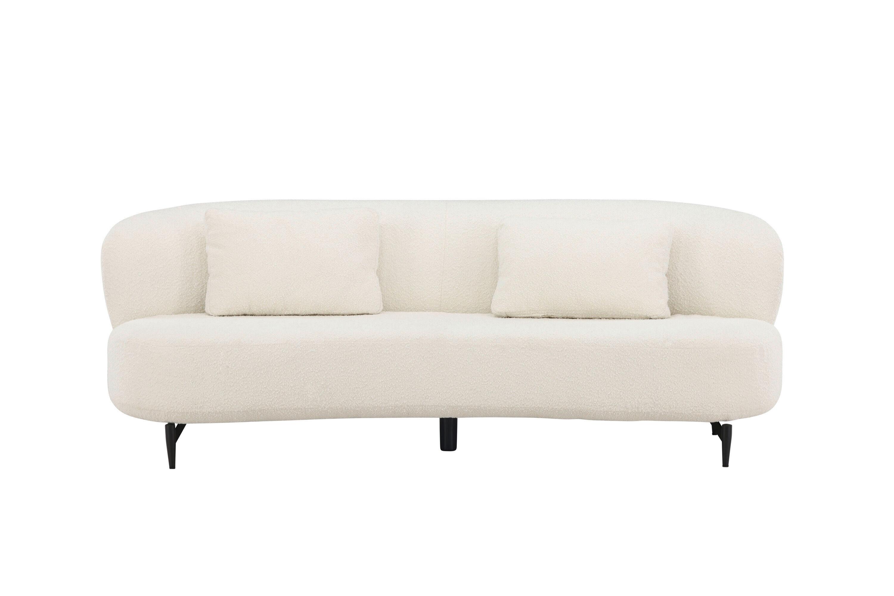 3-Sitzer-Sofa Luna Weiß - Schwarz/Weiß, MODERN, Textil/Metall (224/80/100cm) - Livetastic