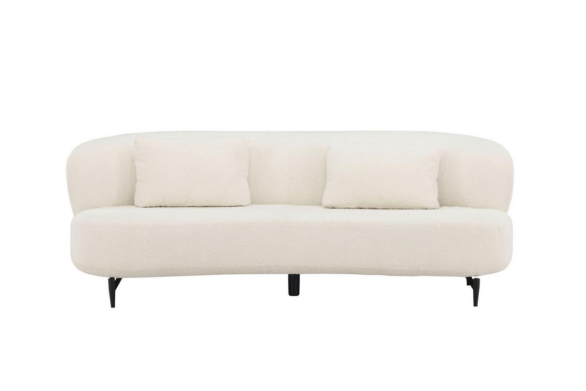 3-Sitzer-Sofa Luna Weiß - Schwarz/Weiß, MODERN, Textil/Metall (224/80/100cm) - Livetastic