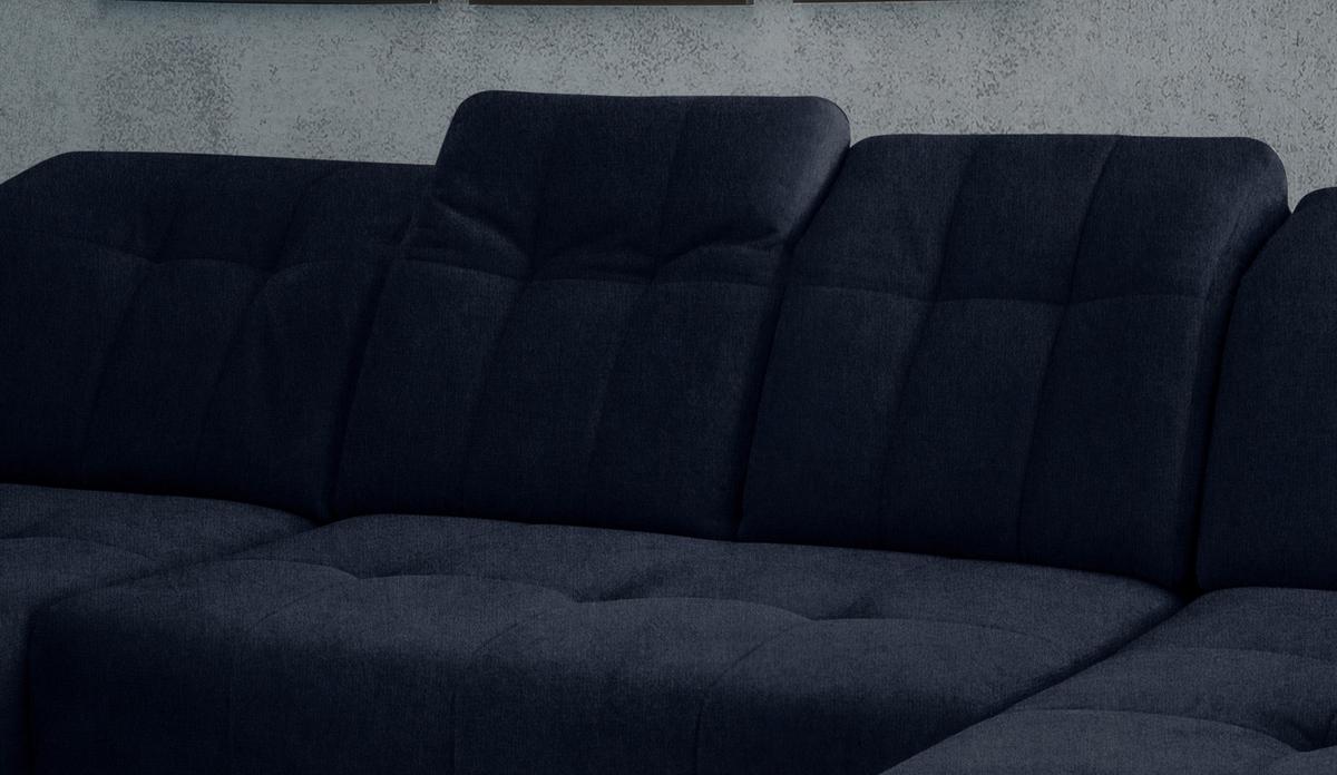 WOHNLANDSCHAFT SANO - Schwarz/Dunkelblau, MODERN, Textil/Metall (200/337/180cm) - Livetastic