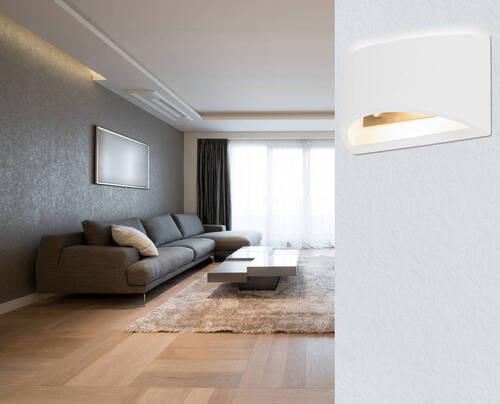 Wandleuchte Christine Weiß max. 40 Watt - Weiß, Design, Naturmaterialien (20/8,8/12cm) - Globo
