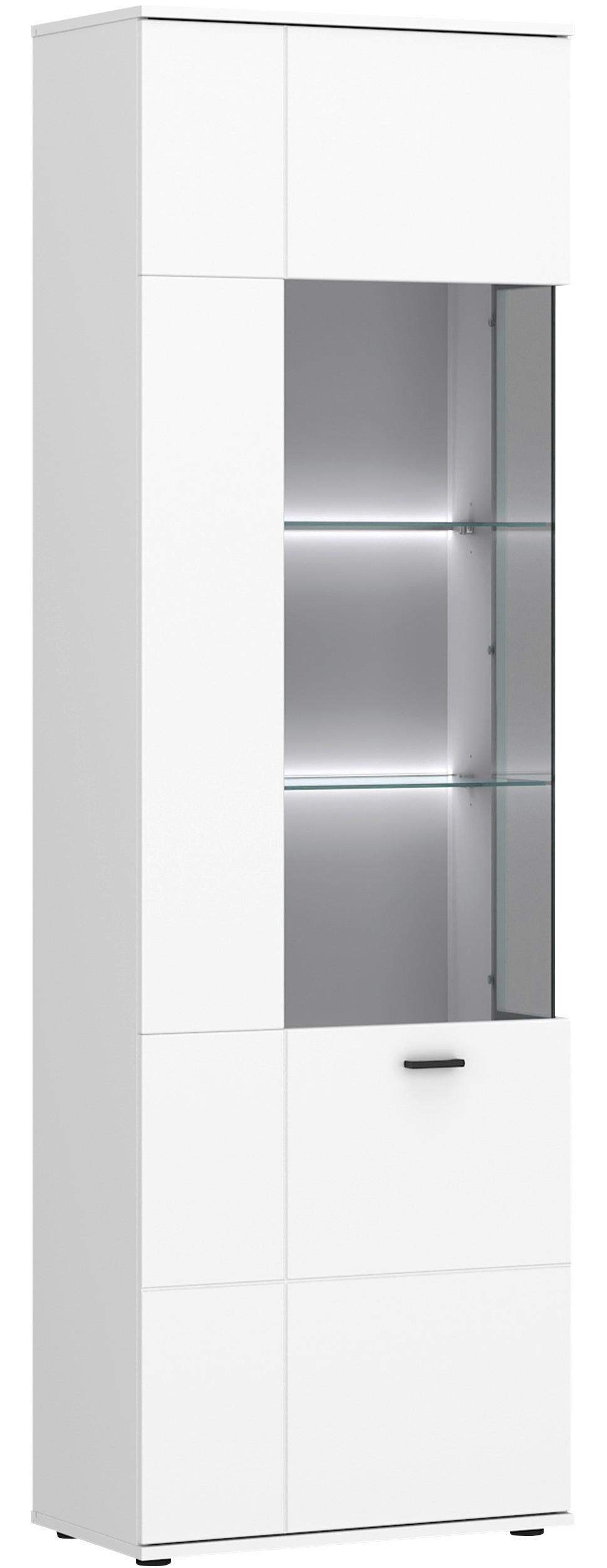 Vitrină RION - alb, Modern, sticlă/material pe bază de lemn (60/195,8/38cm) - Modern Living