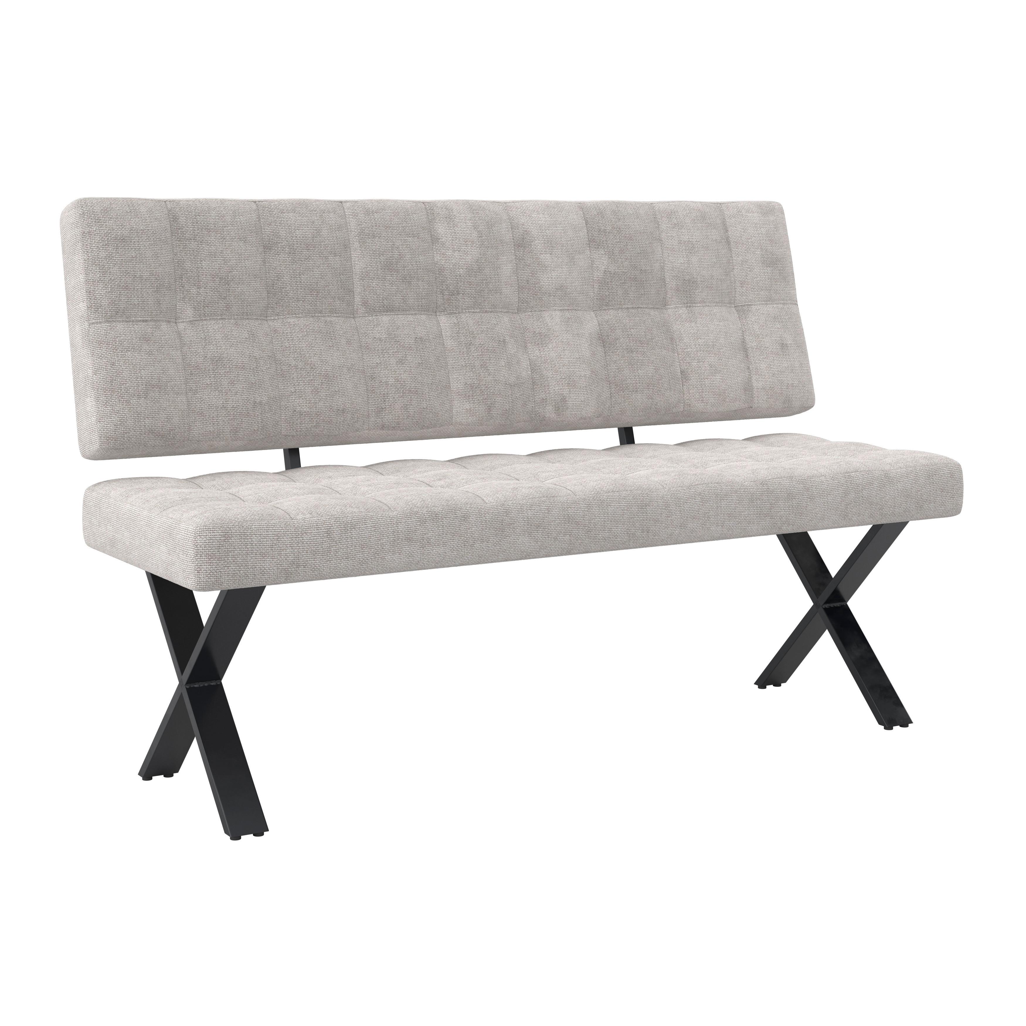 SITTBÄNK NOVA - ljusgrå/svart, Modern, metall/trä (140/97/64cm) - Bessagi Home