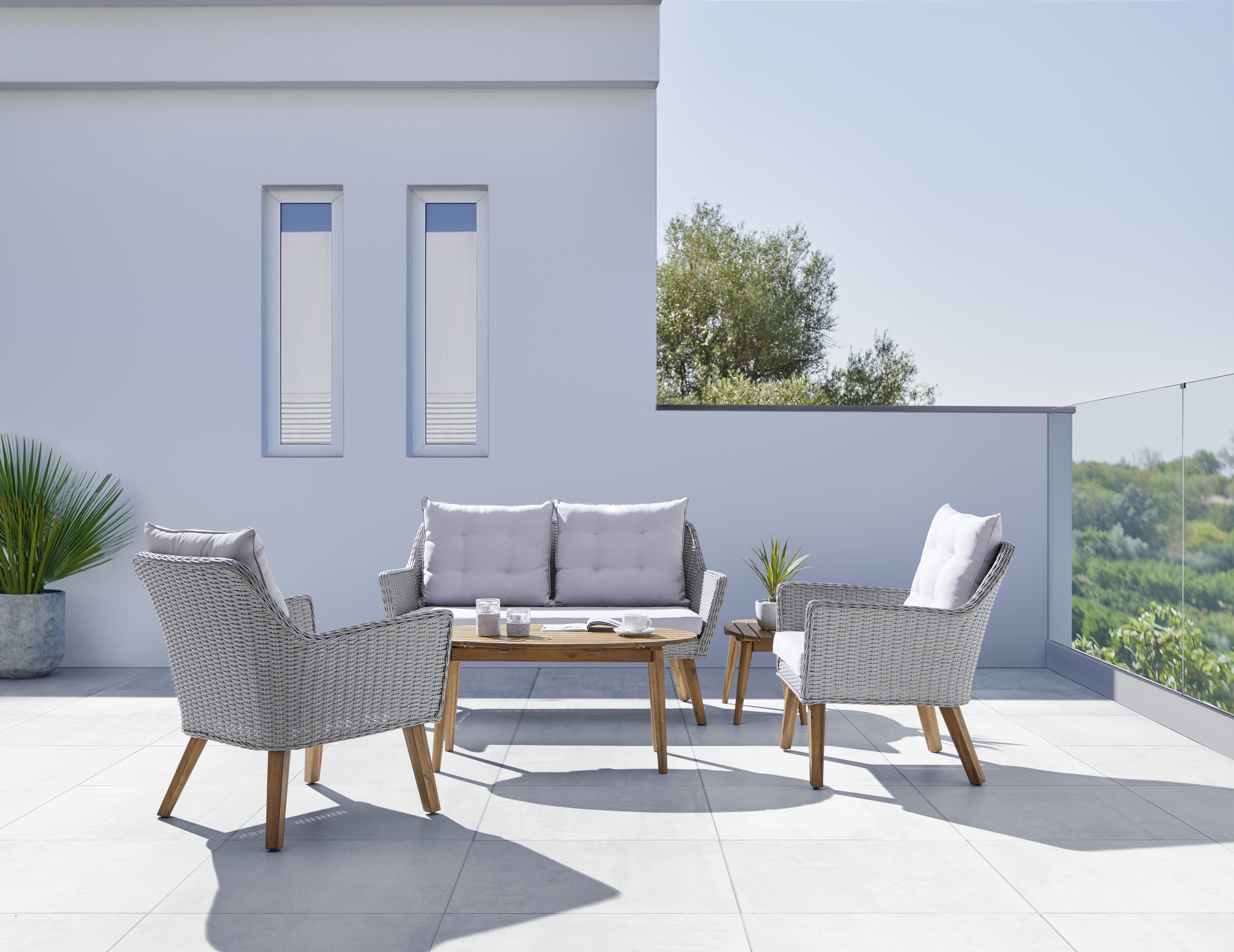 Lounge Garnitúra Brüssel - Natúr/Szürke, modern, Műanyag/Fa - Zandiara