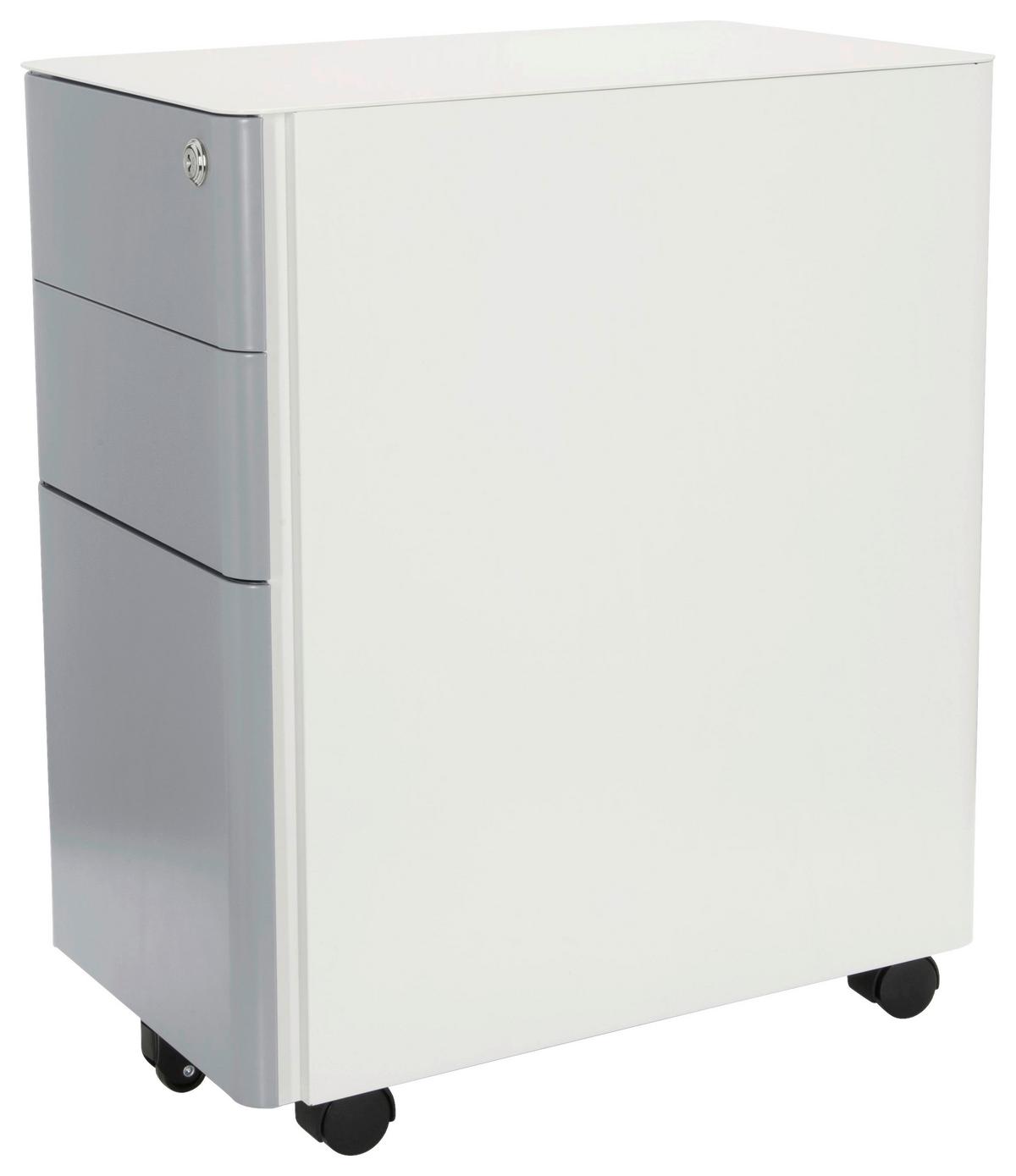 Predalnik Na Kolescih Color I, Bela, Siva - siva/bela, Moderno, kovina/umetna masa (30/59/50cm) - MID.YOU