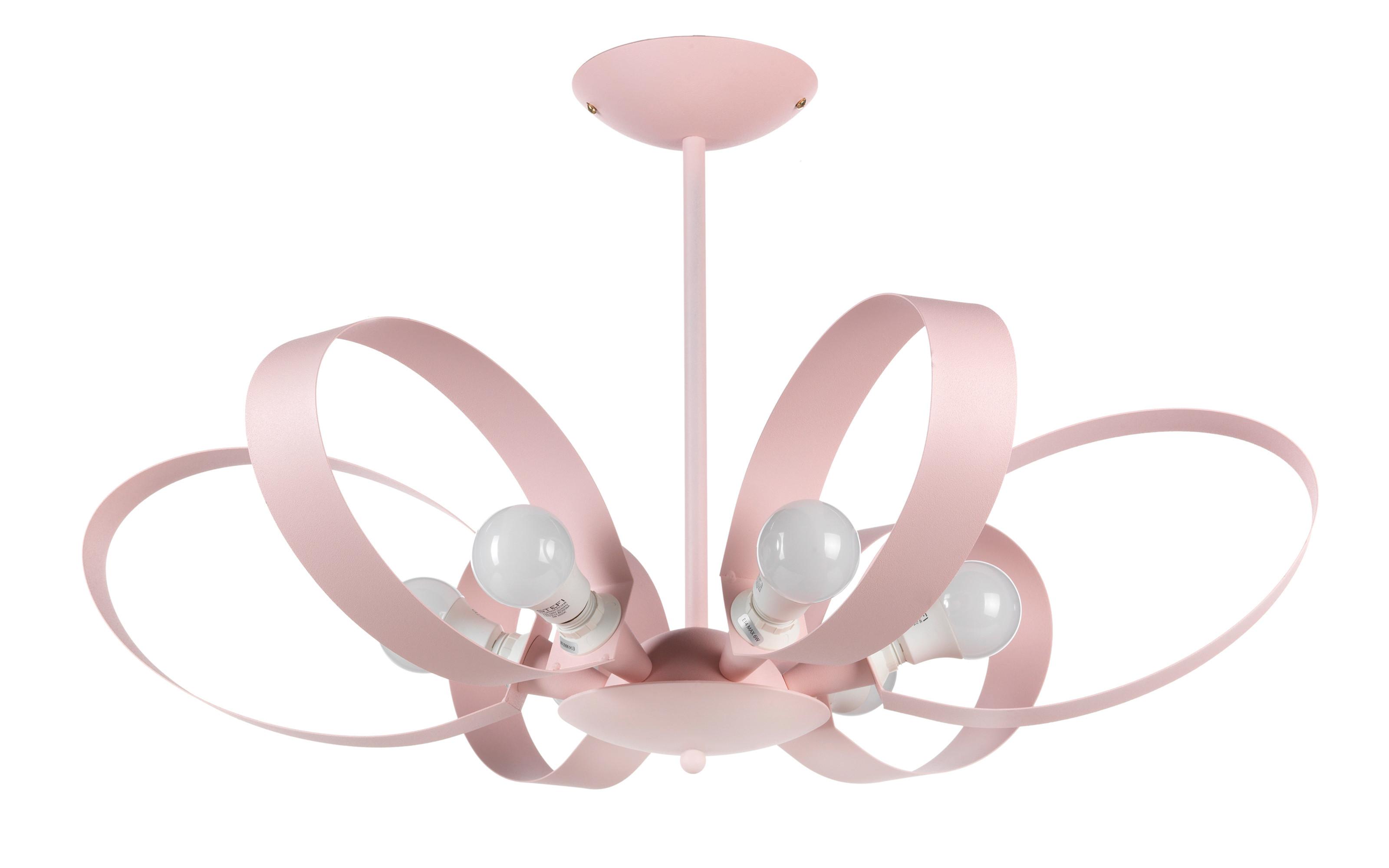 Kronleuchter Serena Pink max. 6 Watt - Pink, Design, Metall (65/110cm)