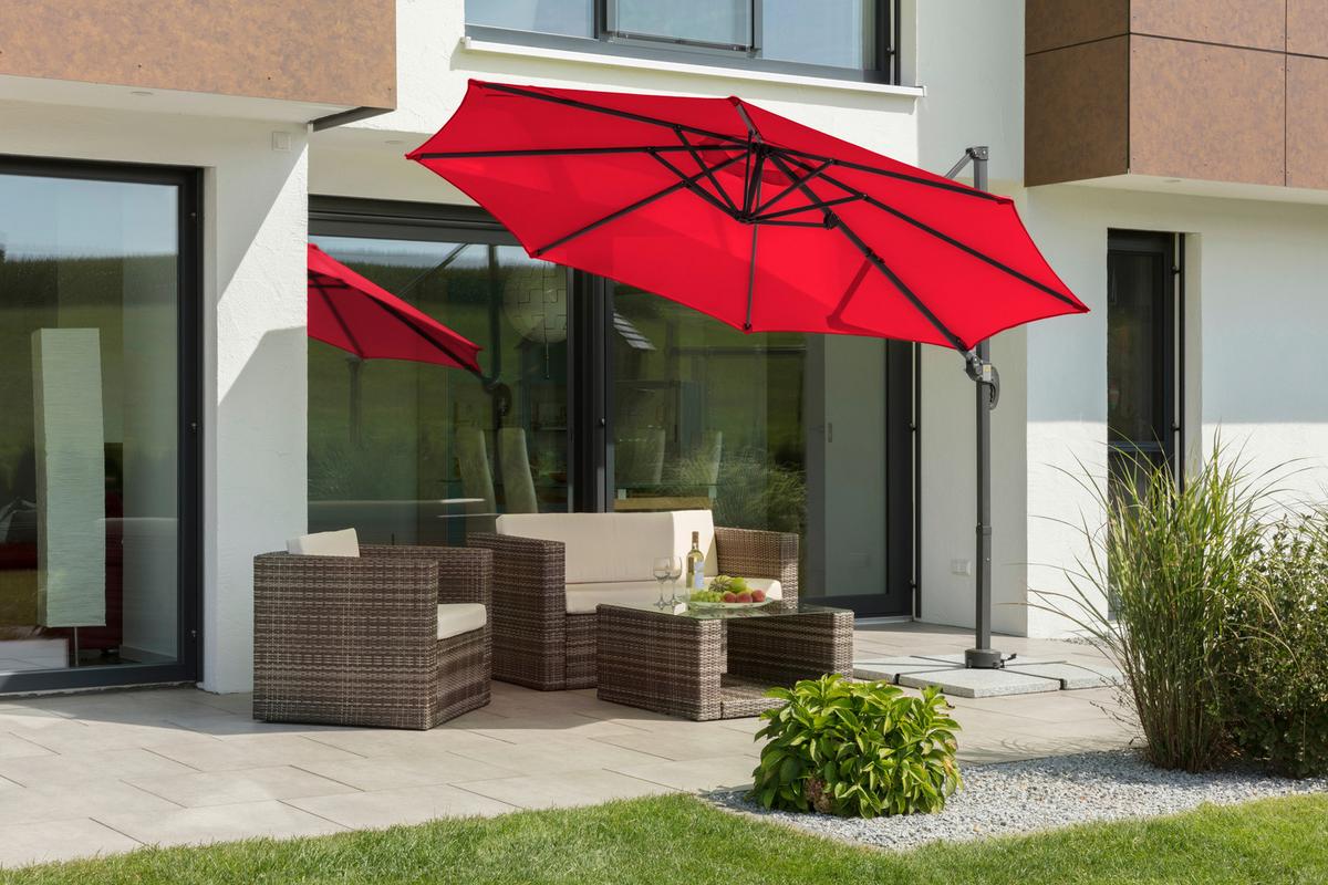 Ampelschirm Rhodos ca. 352x244 x300 cm Rot - Anthrazit/Rot, Basics, Textil/Metall (352/244/300cm) - Schneider