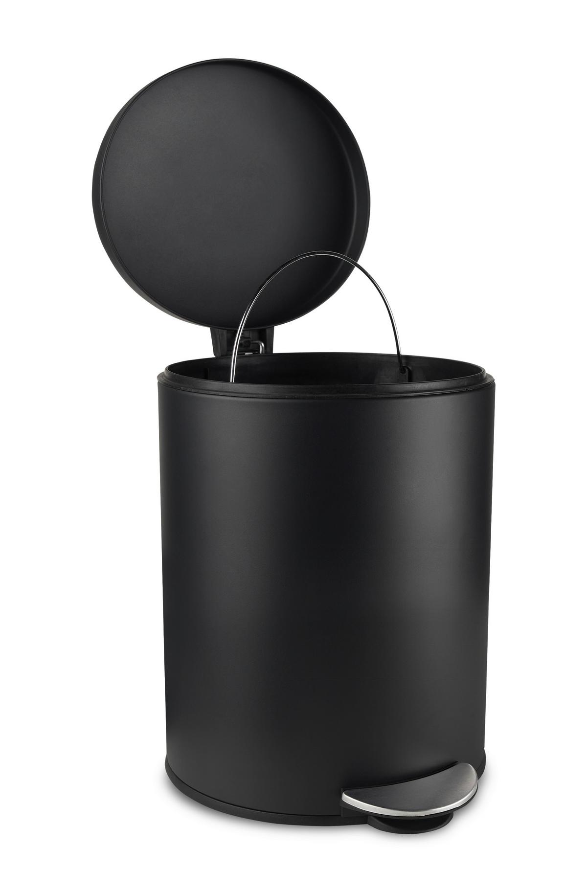 Treteimer James in Schwarz ca. 5 l - Schwarz, KONVENTIONELL, Kunststoff/Metall (20,5/29cm) - Modern Living