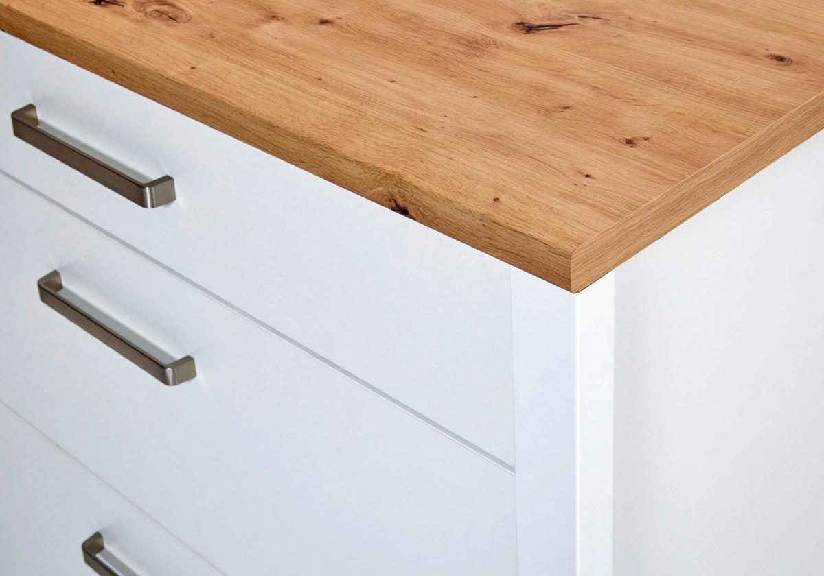 Küchenunterschrank Sicilia Weiß/Eiche Artisan - Silberfarben/Weiß, MODERN, Holzwerkstoff/Metall (100/92/60cm) - Mömax