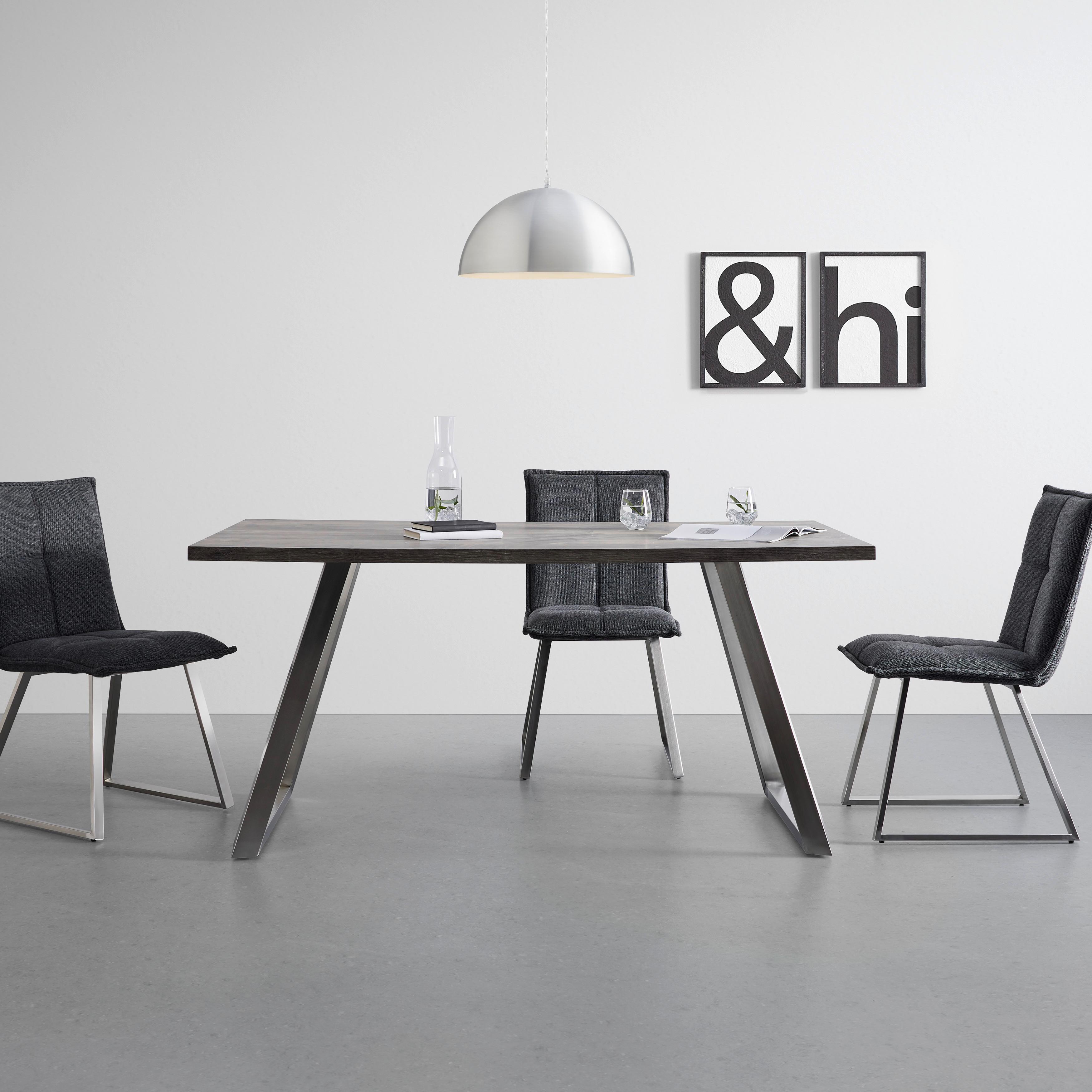 Esstisch Melani Walnussfarben MDF ca. 160x90 cm - Edelstahlfarben/Walnussfarben, MODERN, Holz/Holzwerkstoff (160/90/76cm) - Bessagi Home