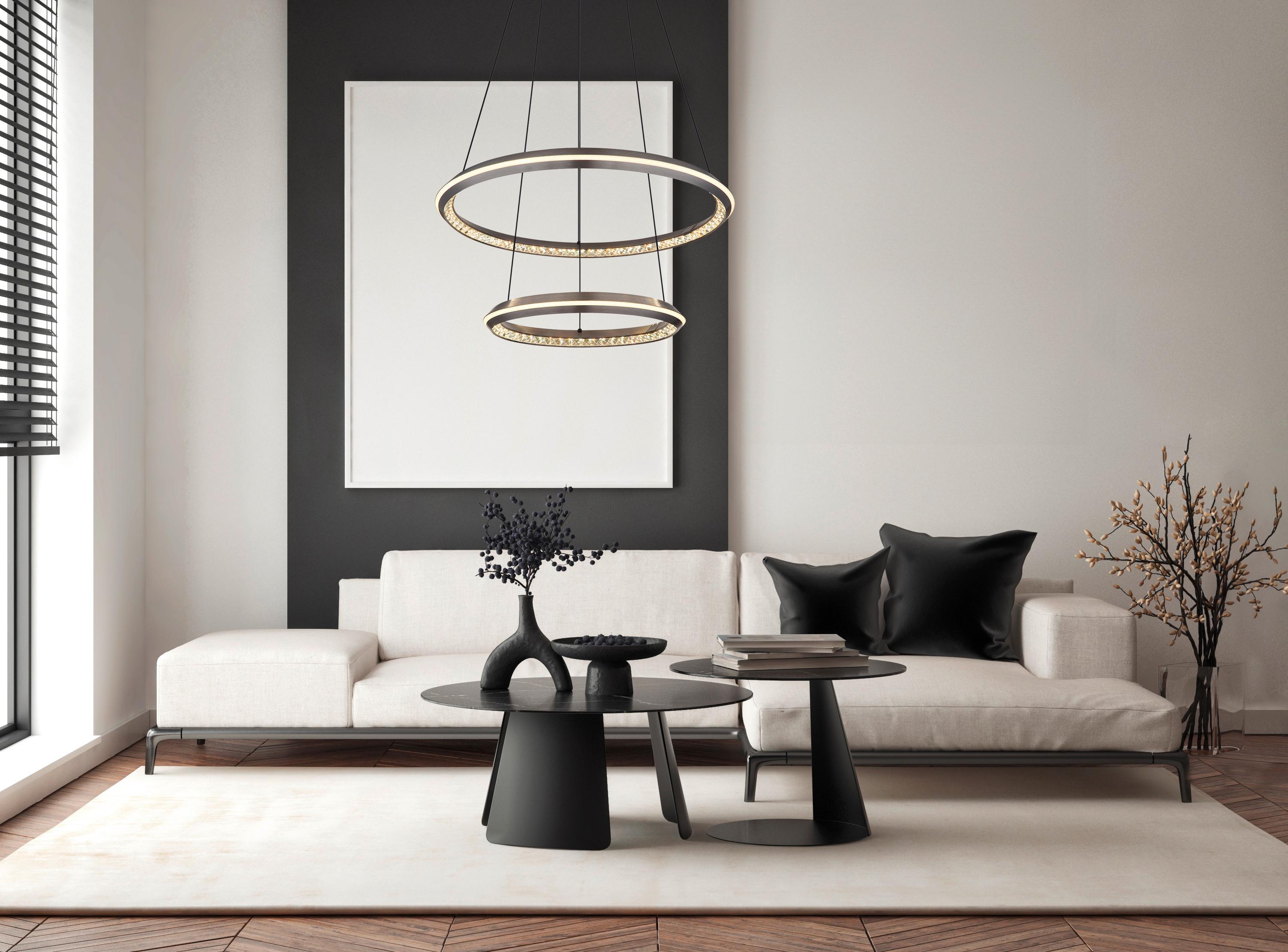 LED-HÄNGELEUCHTE 67329-50H ALAINA - Klar/Opal, Design, Kunststoff/Metall (60/150cm) - Globo