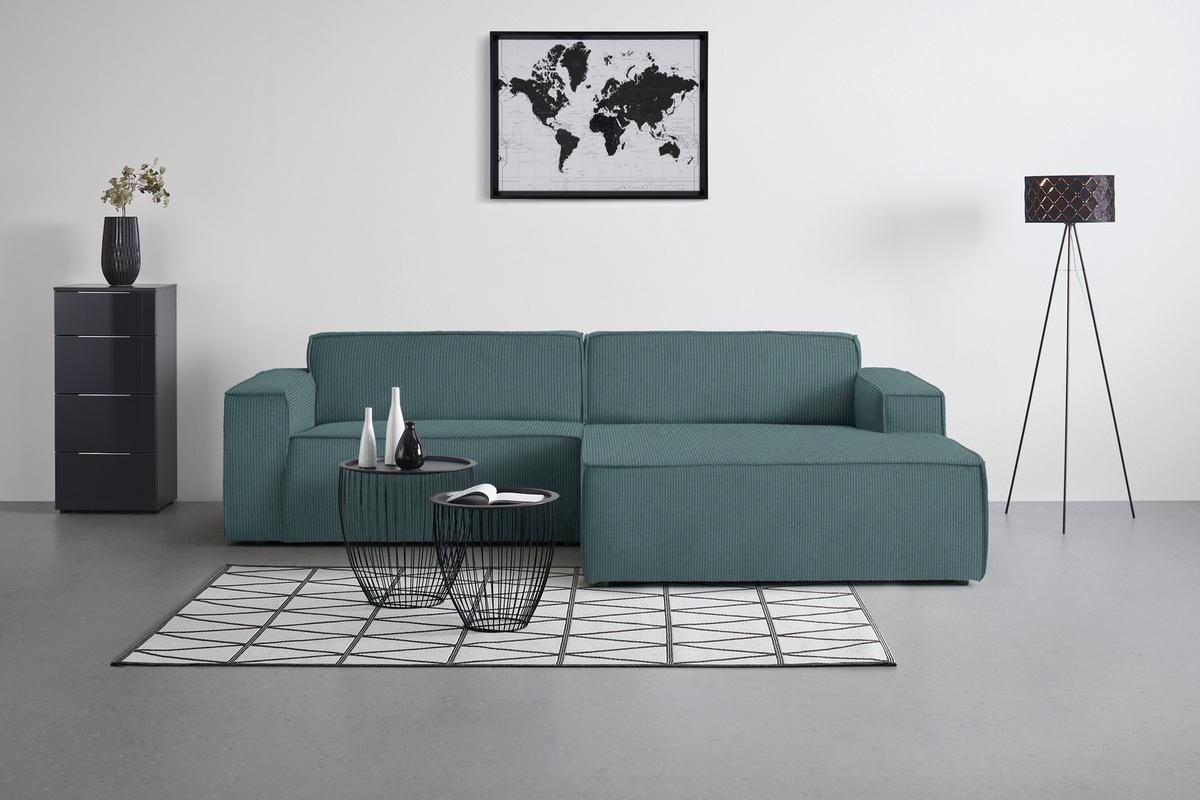 Wohnlandschaft Loft Petrol - Petrol/Schwarz, MODERN, Kunststoff/Textil (265/75/172cm) - Mömax