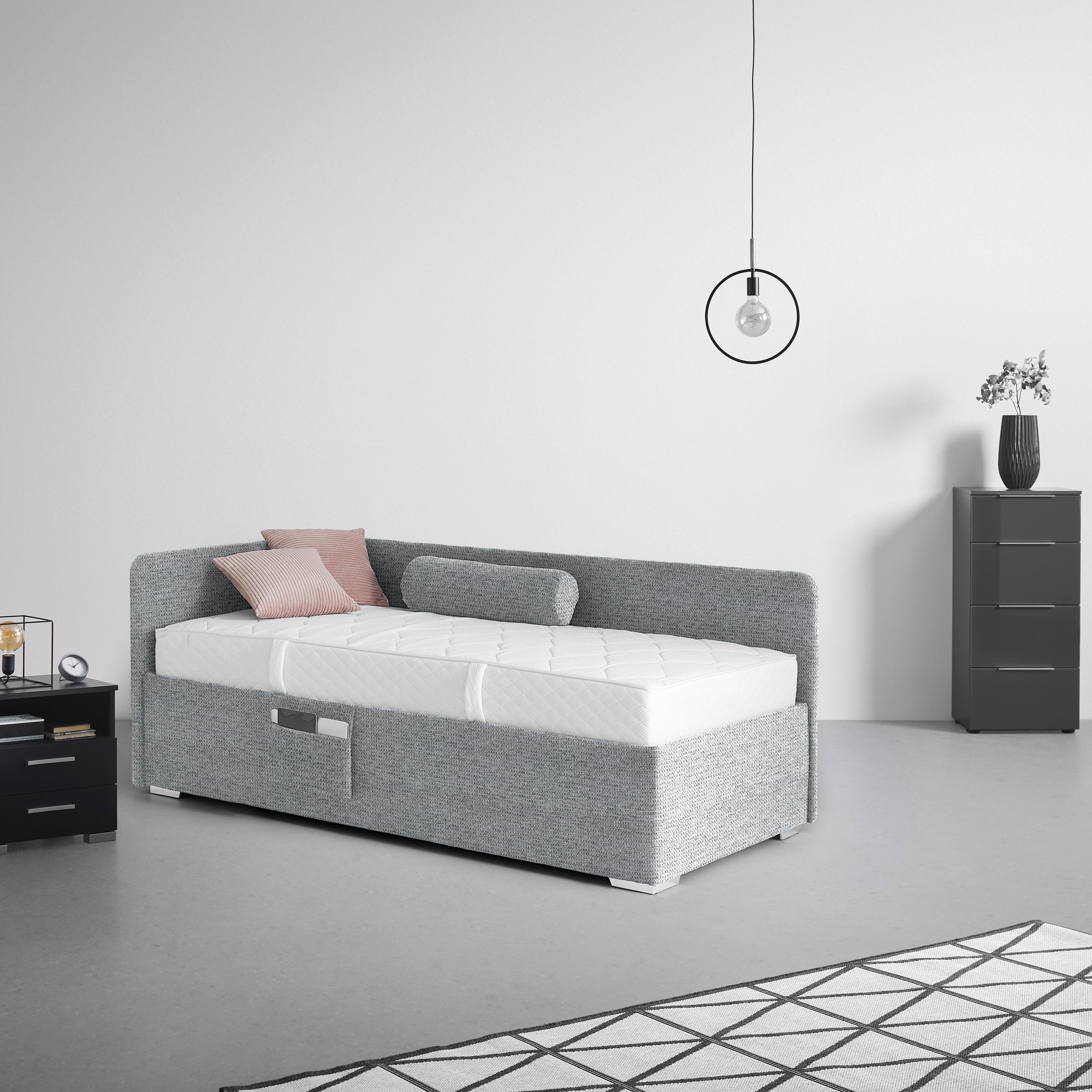 Krevet Remi - siva/prirodne boje, Konvencionalno, drvo/tekstil (90/200cm) - Based