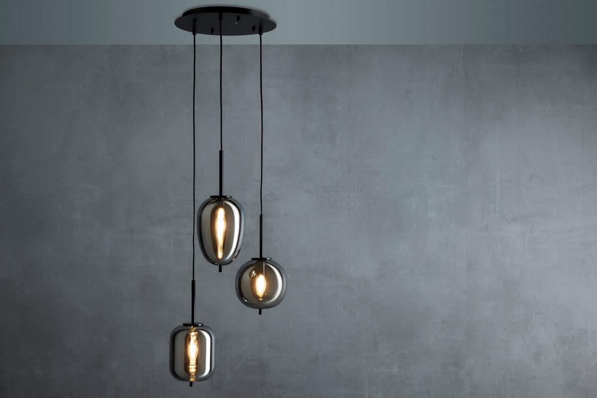 Hängeleuchte Jeanette in Schwarz max. 40 Watt - Schwarz, MODERN, Glas/Metall (40/120cm) - Premium Living