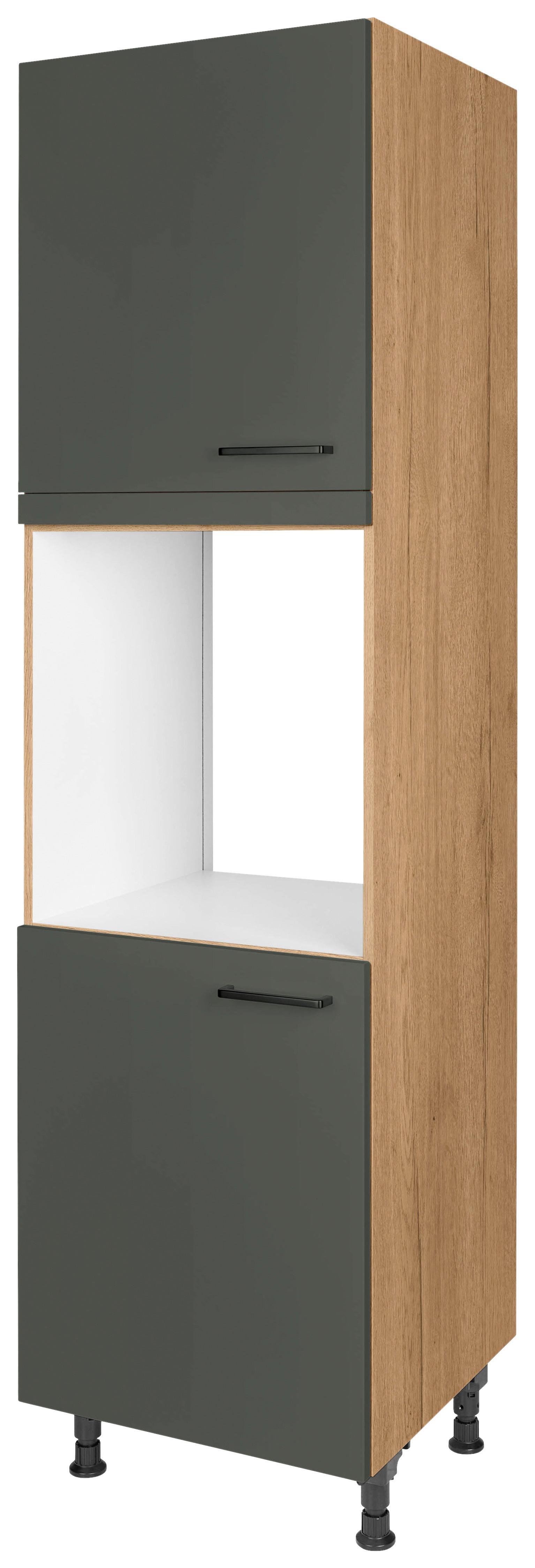 Geräteumbauschrank Easytouch Grün - Eichefarben/Schwarz, MODERN, Holzwerkstoff/Metall (60/216,6/58cm) - Nobilia