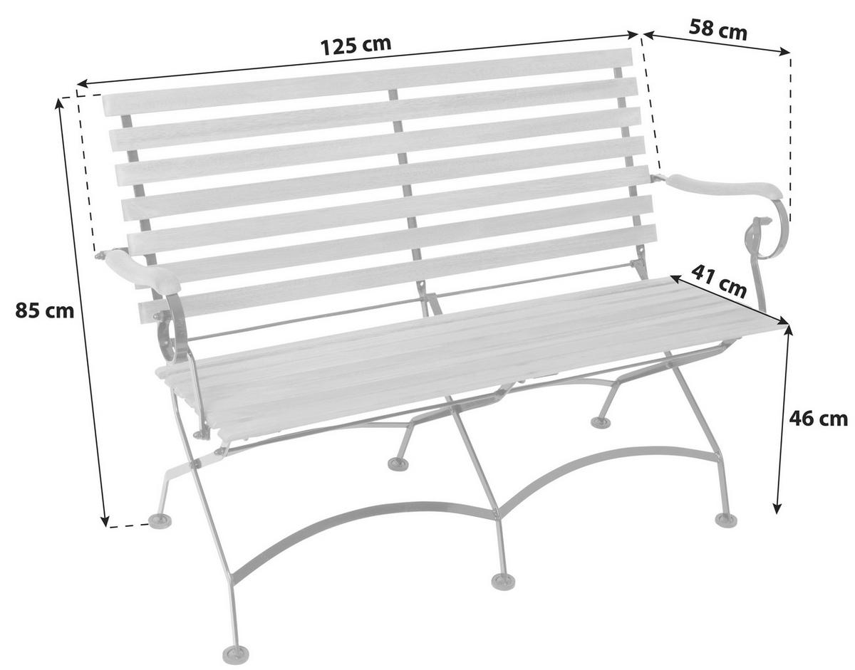 Vrtna Klop Schlossgarten, 2-Sed, Masivno - naravne barve, Romantika, kovina/les (125/58/85cm) - Gardenson