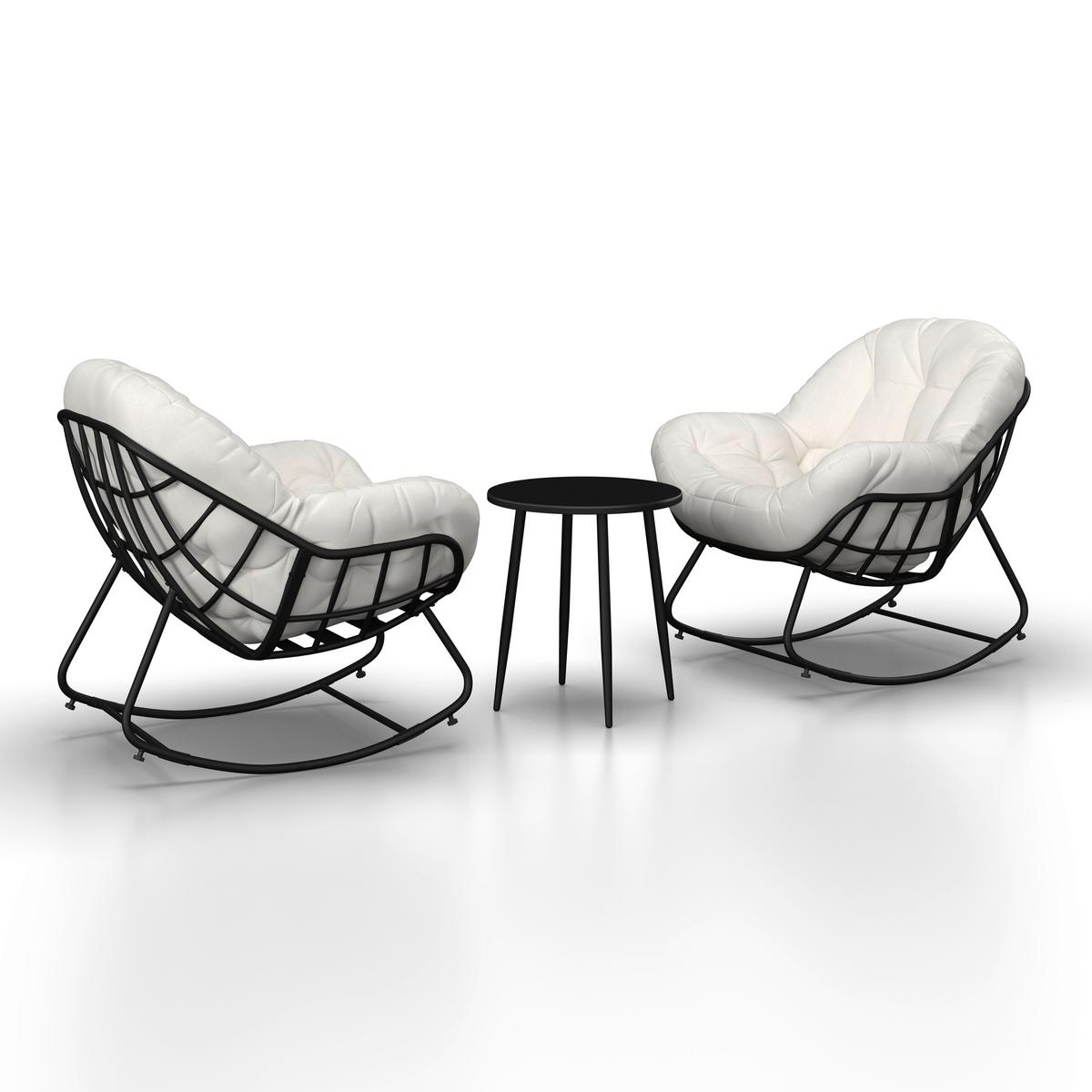 Set balcon Isabel - crem/negru, Modern, metal/textil - Bessagi Garden