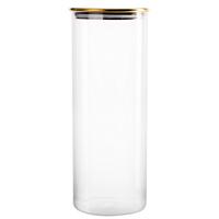 Vorratsdose Goldline aus Glas ca. 1,7 l - Transparent/Goldfarben, ROMANTIK / LANDHAUS, Glas/Kunststoff (10,6/27,5cm) - Mömax