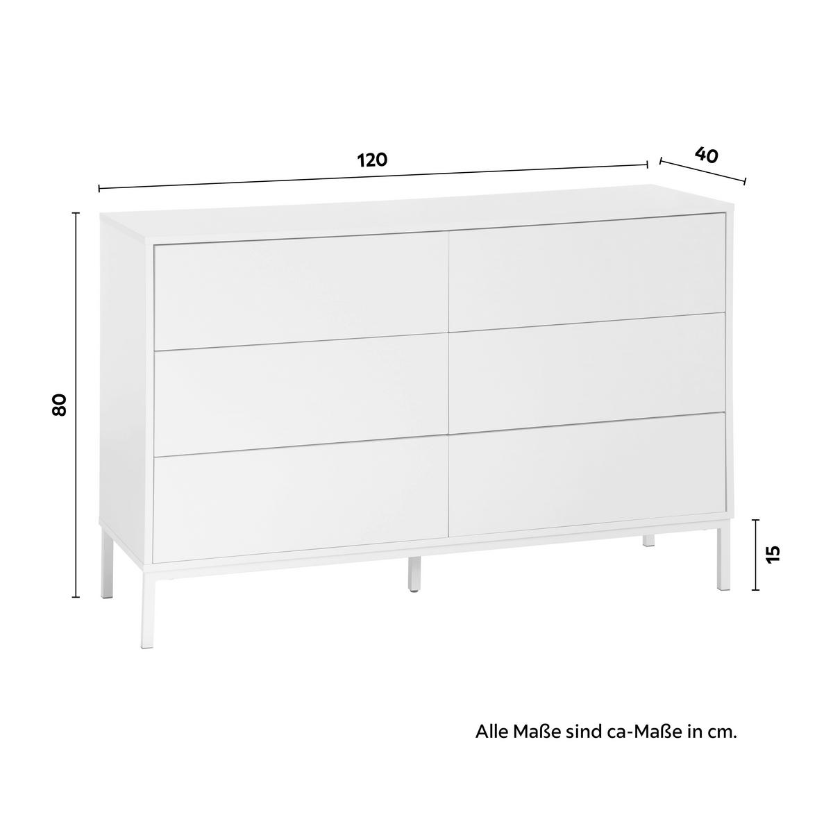 Sideboard Amber Weiß MDF/Eisen - Weiß, MODERN, Holzwerkstoff/Metall (120/80/40cm) - Bessagi Home