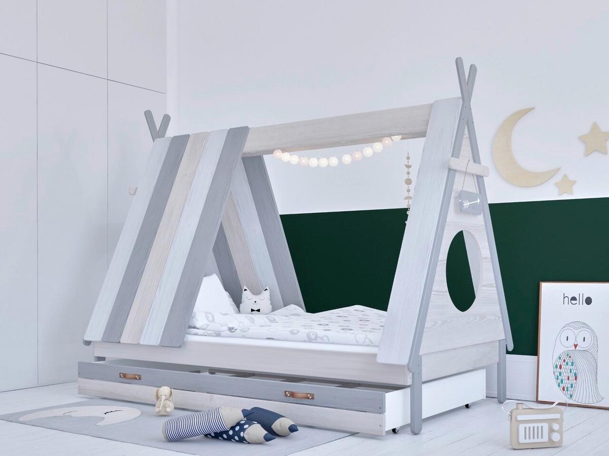 Hausbett ca. 90x200 cm Grau/Weiß - Weiß/Grau, Design, Holz/Holzwerkstoff (90/200cm) - Livetastic