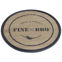 Topfuntersetzer BBQ in Schwarz/Braun - Schwarz/Braun, MODERN, Holz/Metall (20cm) - Premium Living