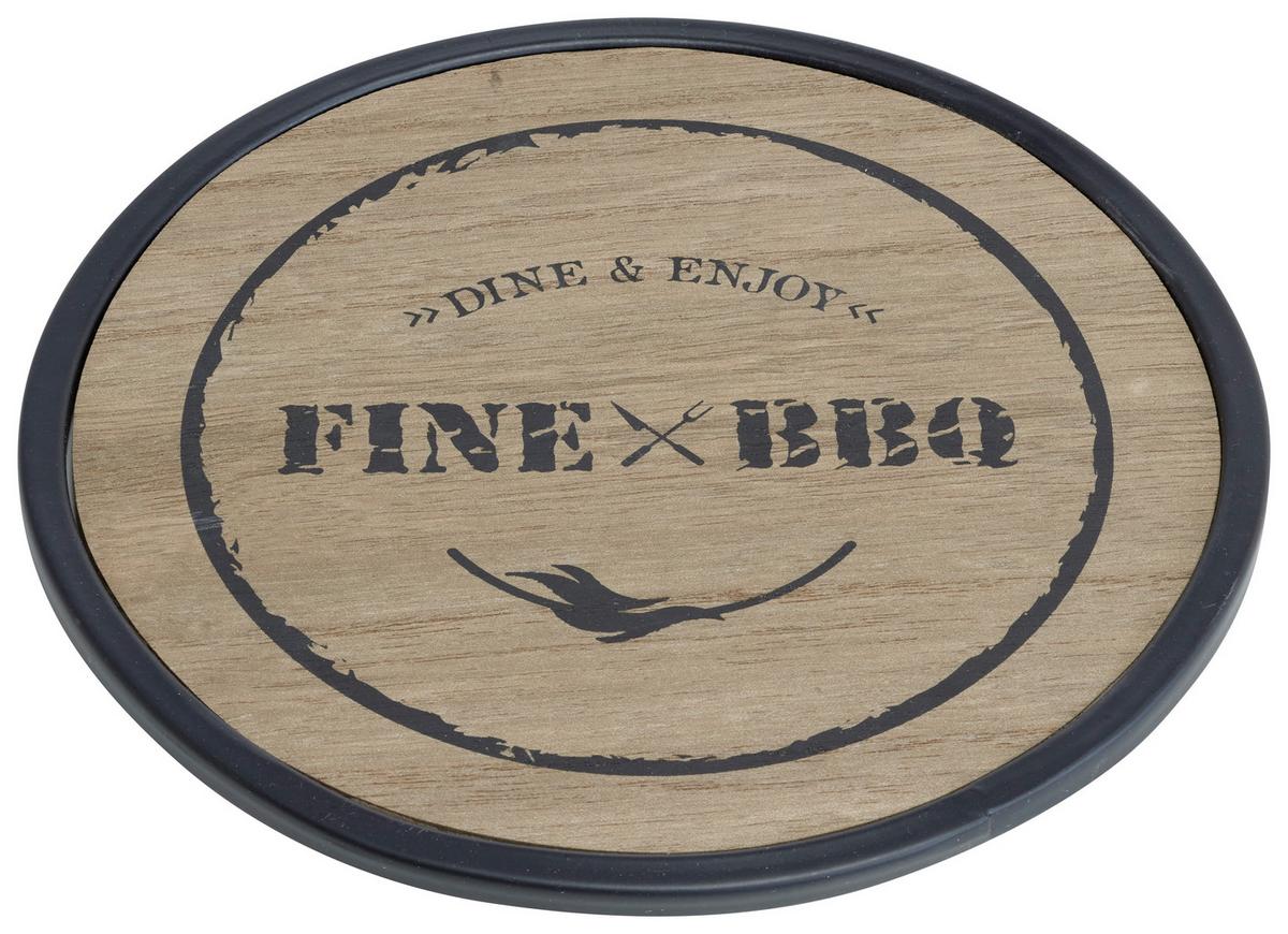 Topfuntersetzer BBQ in Schwarz/Braun - Schwarz/Braun, MODERN, Holz/Metall (20cm) - Premium Living
