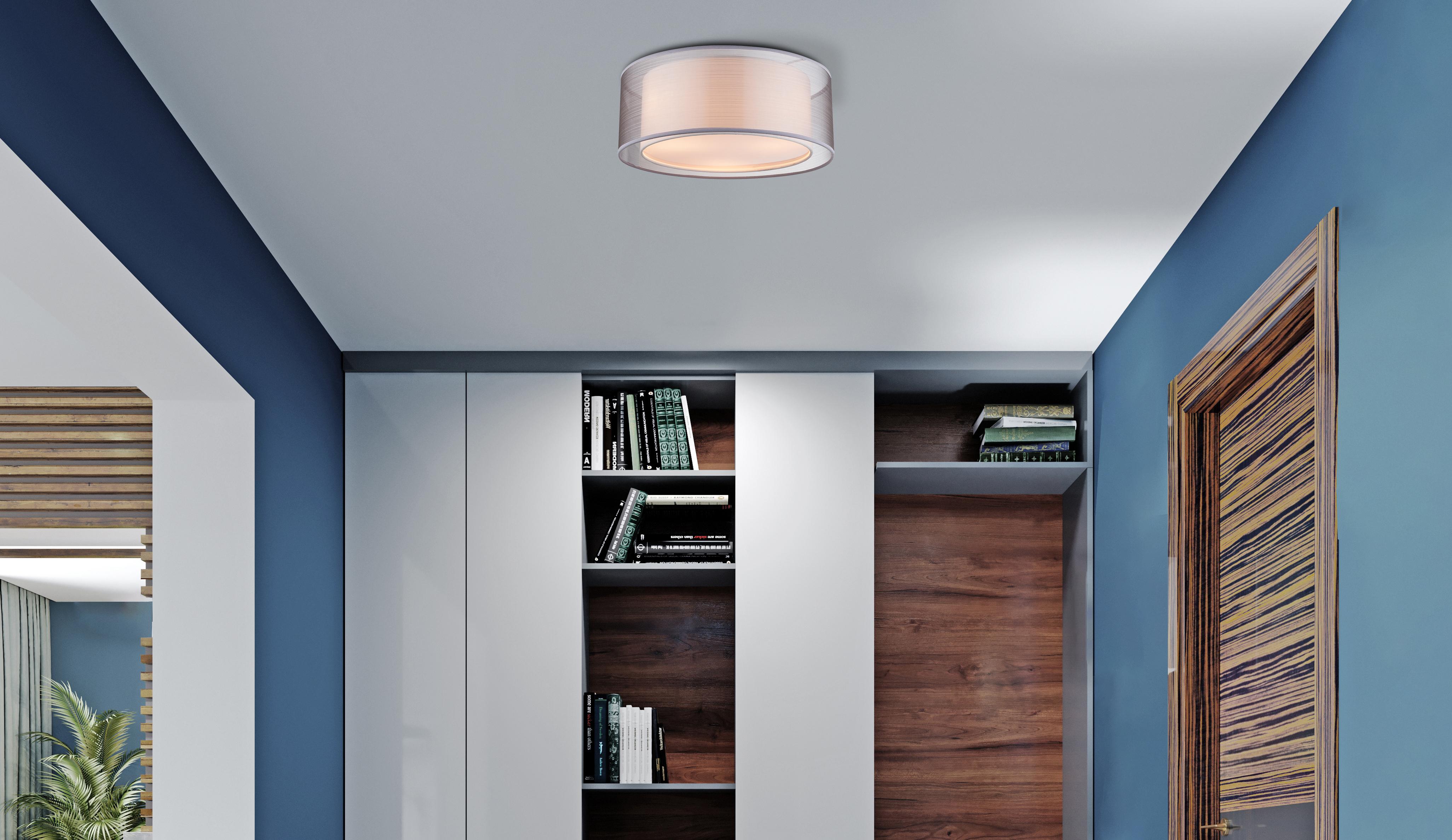 Deckenleuchte 15190D in Grau/Nickelfarben max.40 Watt - Grau/Nickelfarben, Design, Kunststoff/Textil (40/17,5cm) - Globo