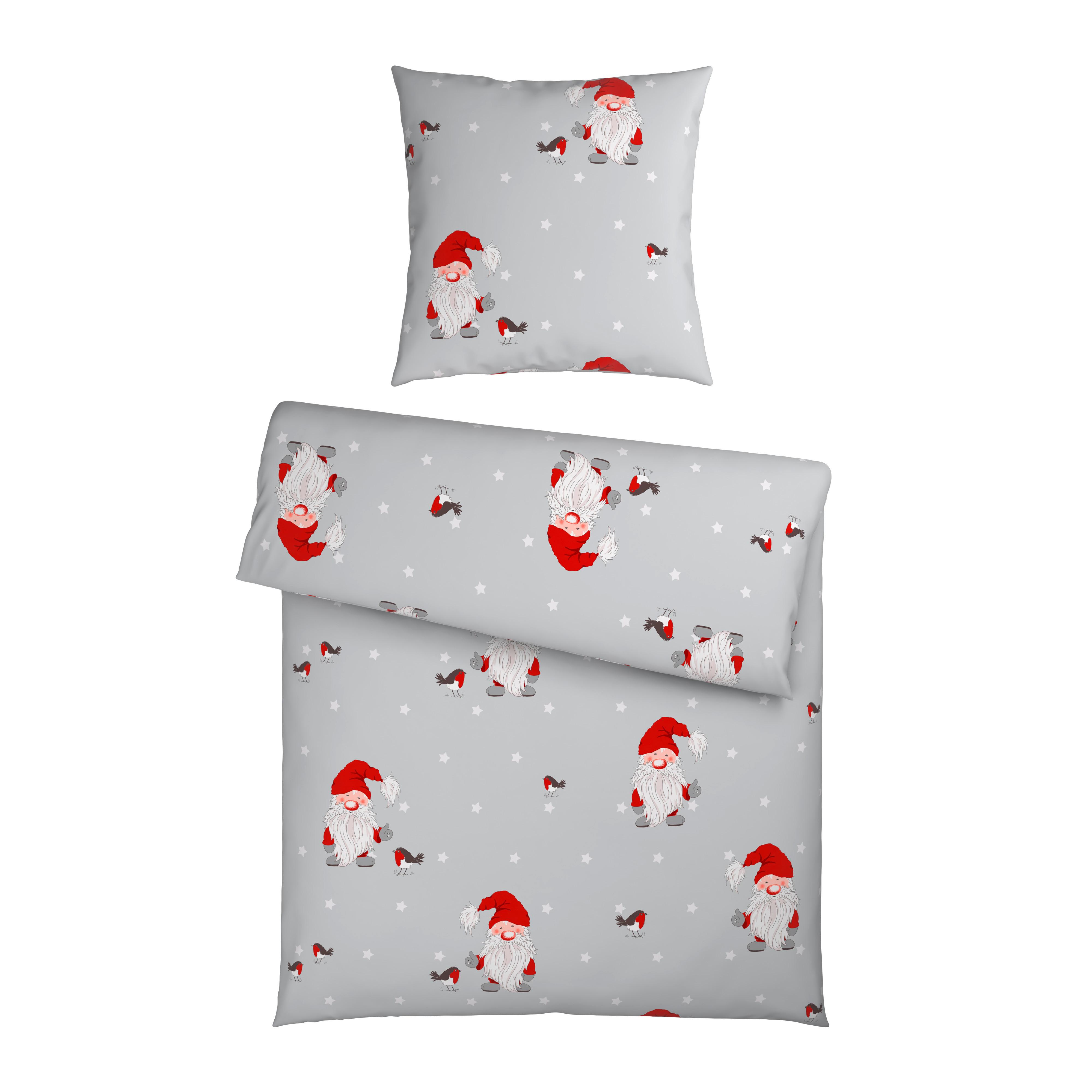 Bettwäsche Wichtel Fred Grau/Rot ca. 135x200cm online kaufen ➤ mömax