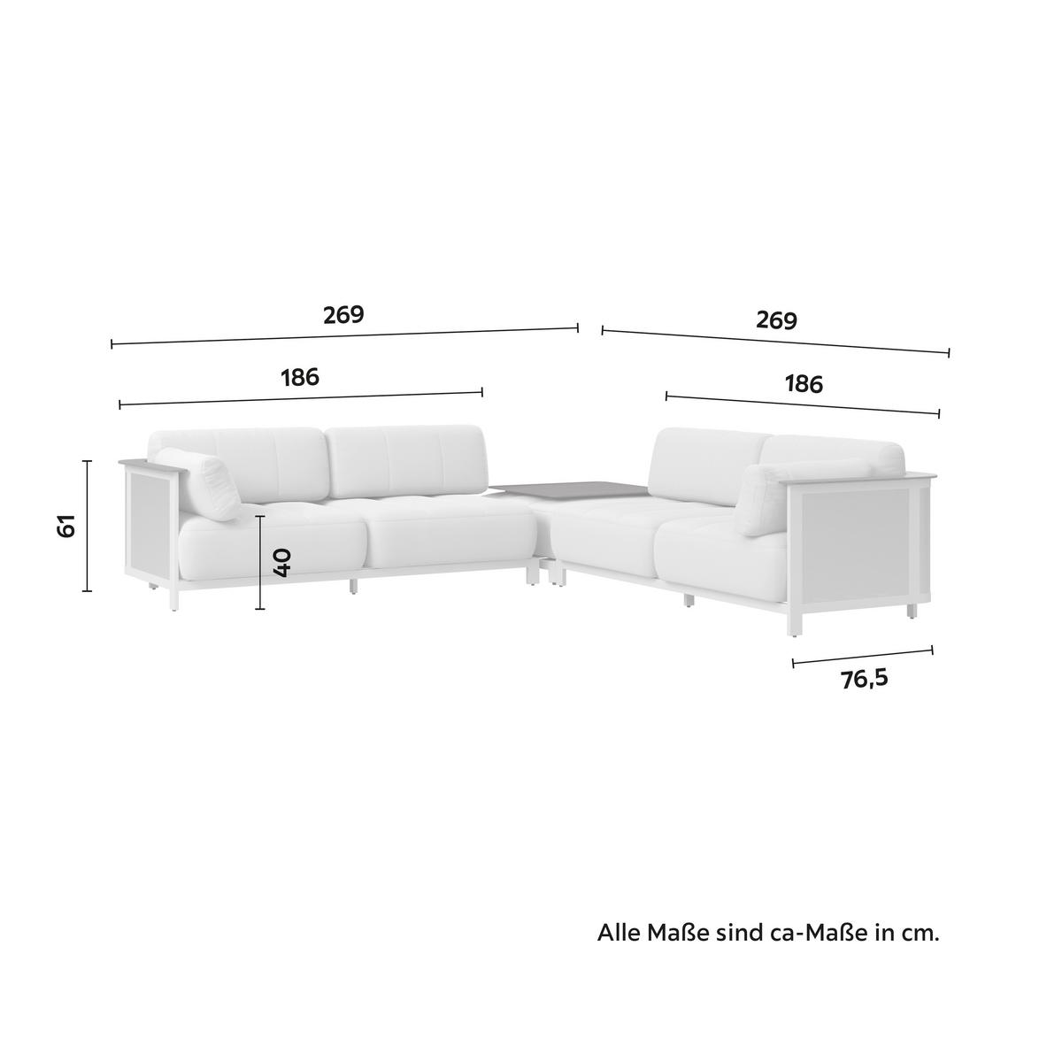 ENSEMBLE LOUNGE MARA - Weiss/Dunkelgrau, Modern, Kunststoff/Textil (269/269cm) - Bessagi Garden