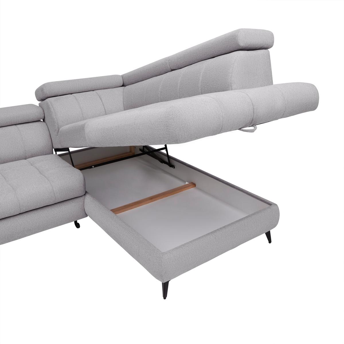 Wohnlandschaft Look Silberfarben - Silberfarben/Schwarz, MODERN, Holz/Textil (343/82-100/195cm) - Mömax