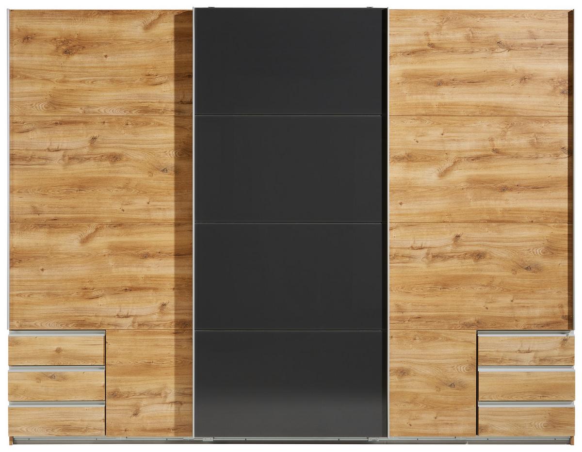 Schwebetürenschrank Eichefarben ca. 270x210x65cm - Eichefarben/Silberfarben, KONVENTIONELL, Holzwerkstoff/Metall (270/210/65cm) - Mömax