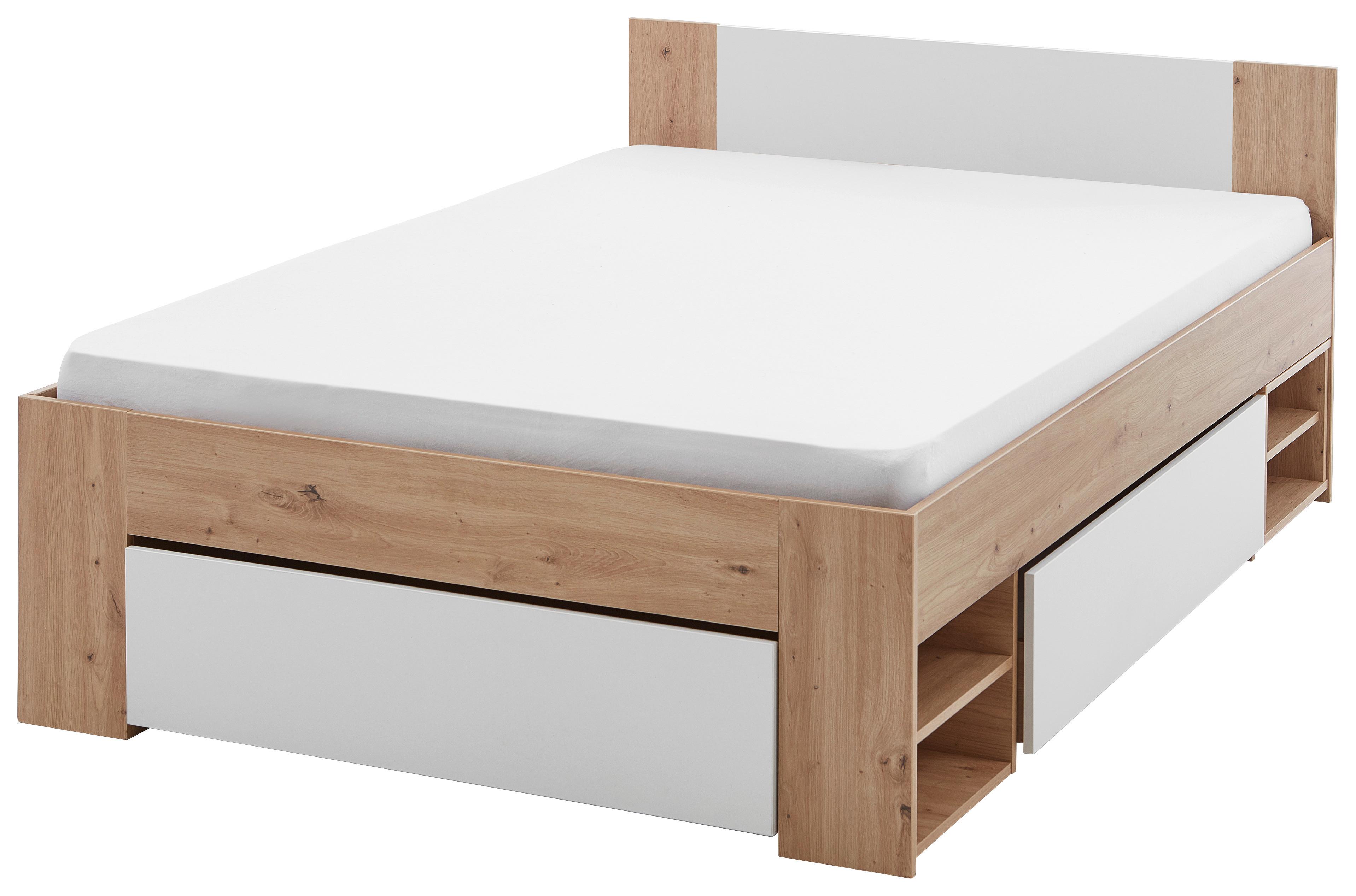 Bett Azurro 2-120 Weiß/Eiche Artisan - Weiß/Eiche Artisan, MODERN, Holzwerkstoff (120/200cm) - Mömax