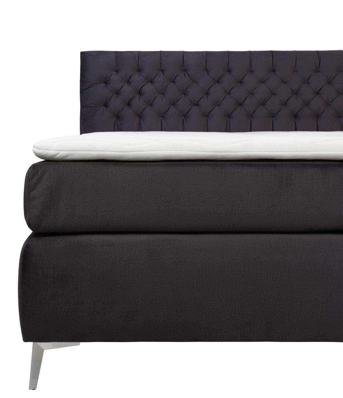 Postelja Boxspring One - barve kroma/črna, Konvencionalno, tekstil (180/200cm)