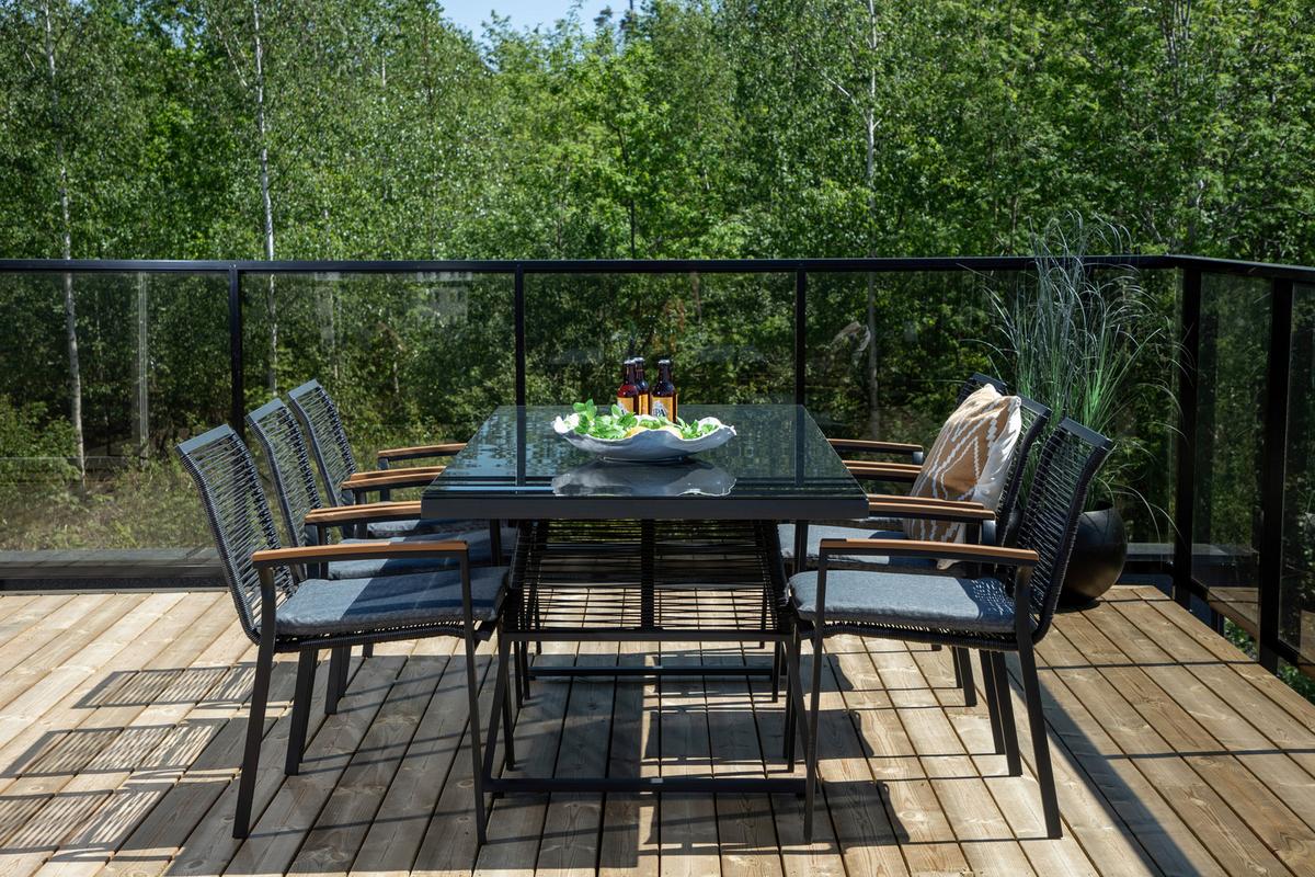 Gartenstuhl 2er-Set Dallas ca. 57x83,5x63,5 cm Schwarz - Schwarz/Akaziefarben, KONVENTIONELL, Holz/Kunststoff (57/83,5/63,5cm) - Gardenson