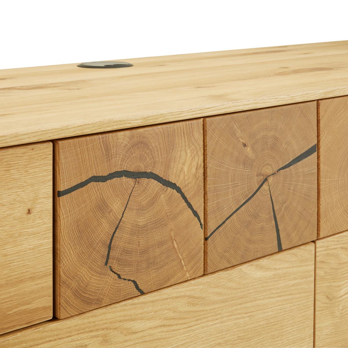 TV-Element Stockholm in Wildeiche - Wildeiche/Schwarz, MODERN, Holzwerkstoff/Metall (203/59/50cm) - Premium Living