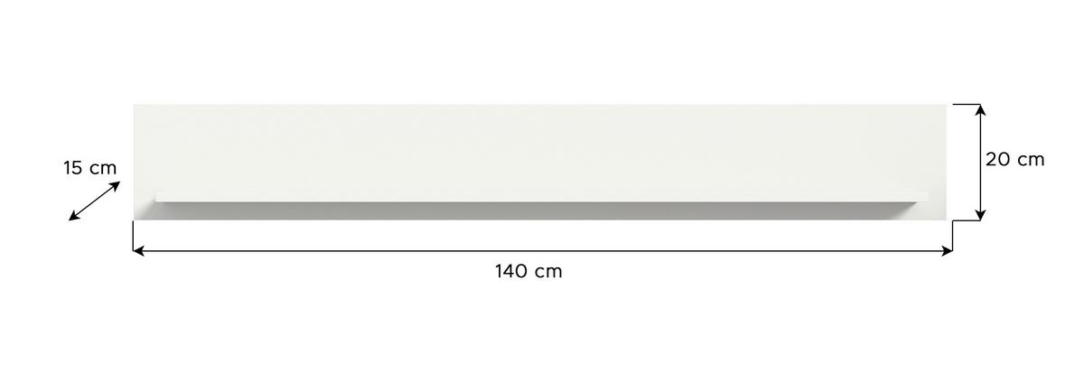 Stenska Polica Jam, Bela - Design, leseni material (140/20/15cm) - MID.YOU
