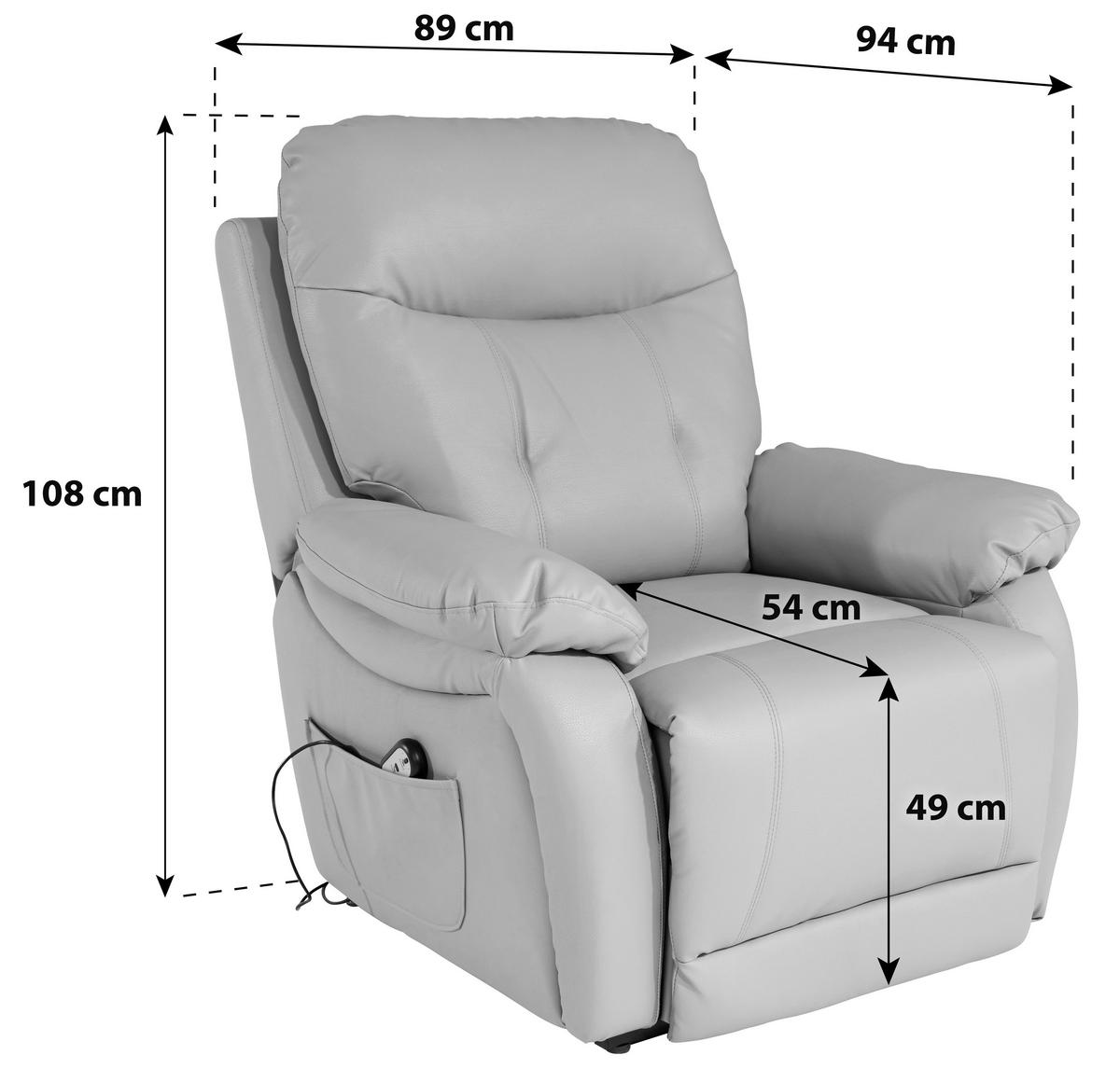 Tv Fotelj Mario, Relax Funkcija, Siva - siva/črna, Konvencionalno, kovina/umetna masa (89/107-79/94-165cm) - James Wood