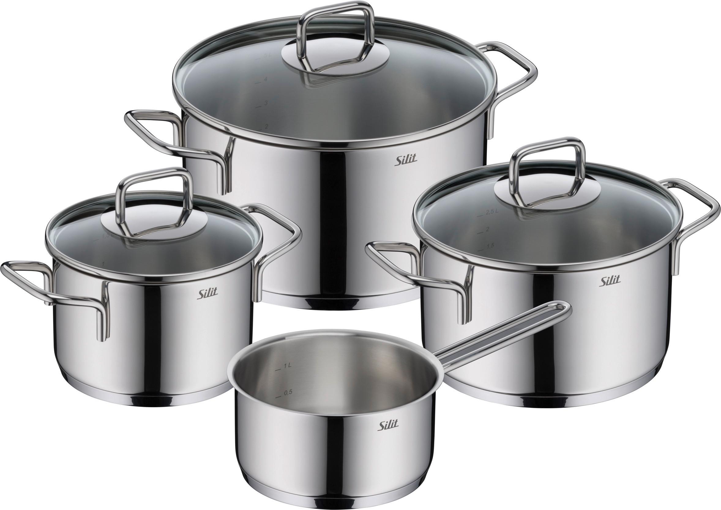 Kochtopfset Silit Extra Cook Edelstahlfarben, 7-teilig - Edelstahlfarben, KONVENTIONELL, Metall (29,8/54,5/23,8cm) - Silit