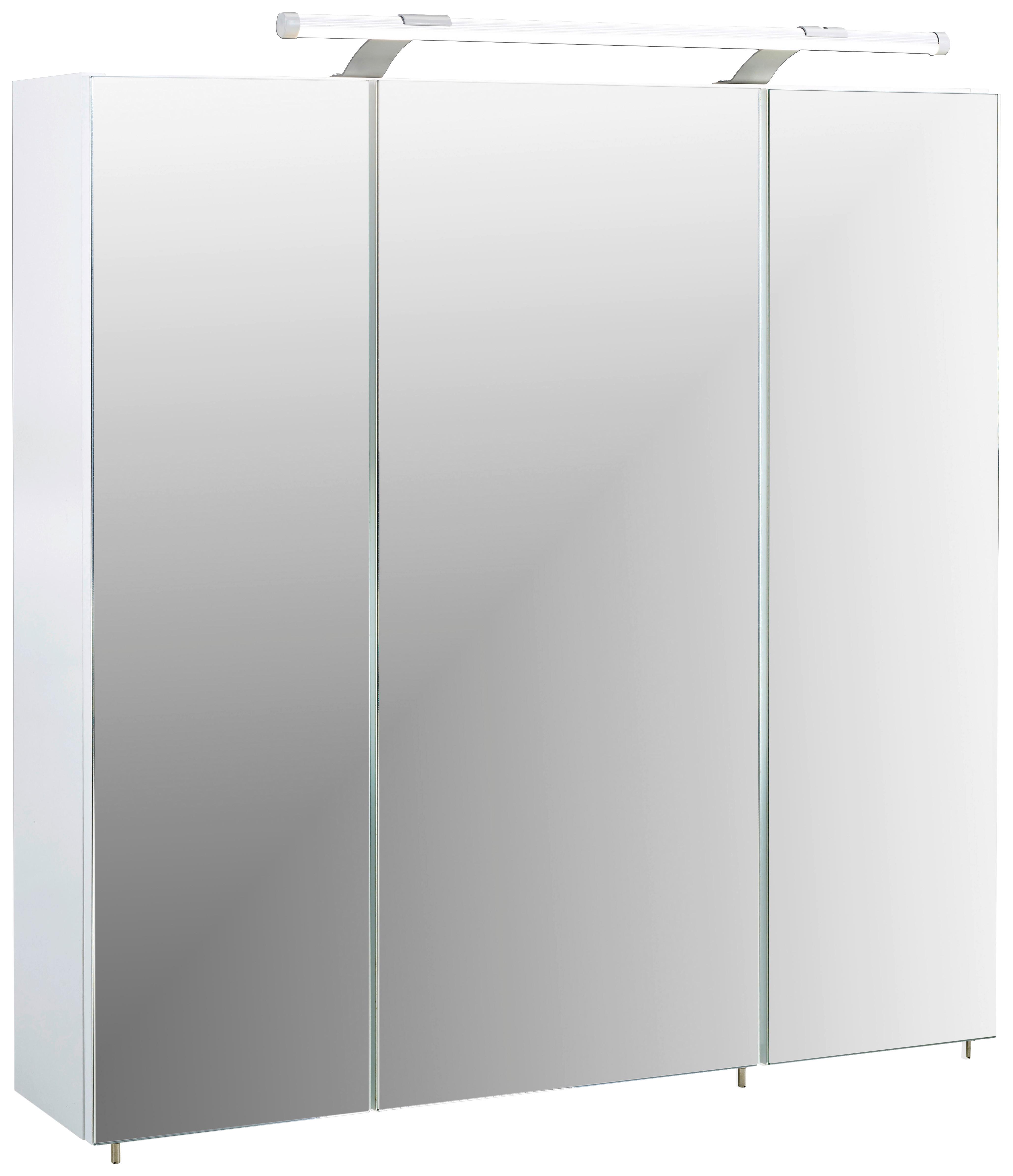 Spiegelschrank Dorina 700 mit LED Weiß - Silberfarben, MODERN, Glas/Holzwerkstoff (70/75,7/16cm) - MID.YOU